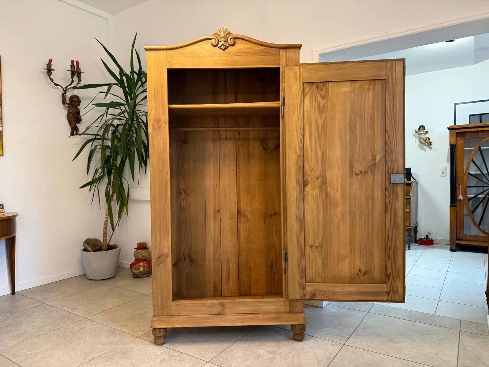 Restaurierter 1 türiger Bauernschrank Biedermeier Naturholzschrank G2261