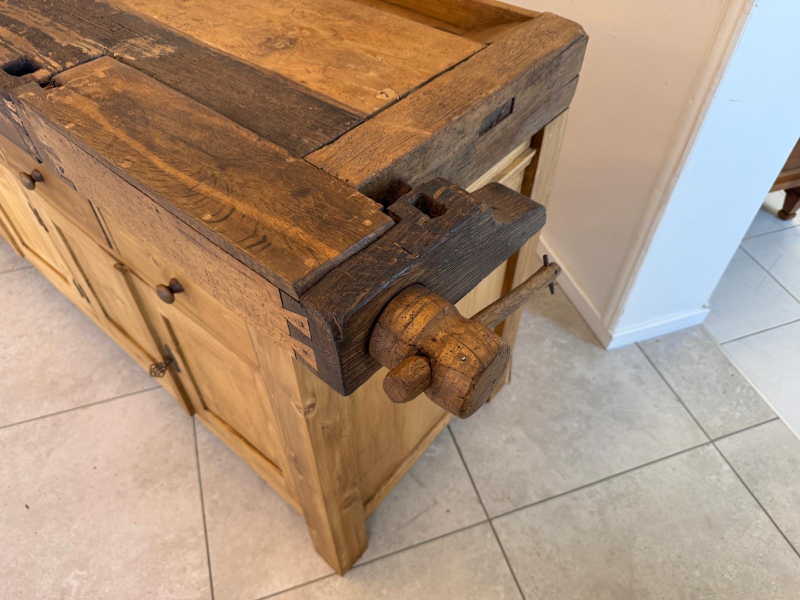 Urige Hobelbank Werkbank Pult Tresen Ladenschrank G2181