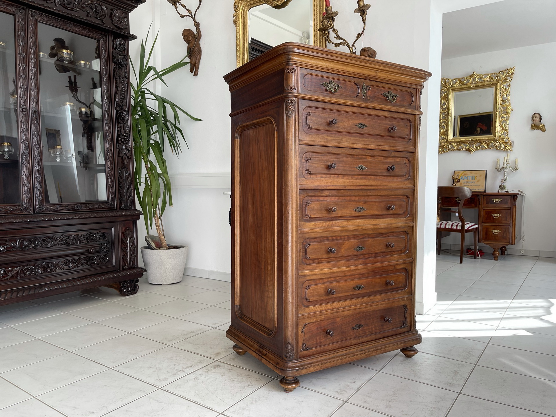 Jugendstil-Biedermeier-Barock_112 Original Gründerzeit Hochkommode Anrichte Historismus A2968