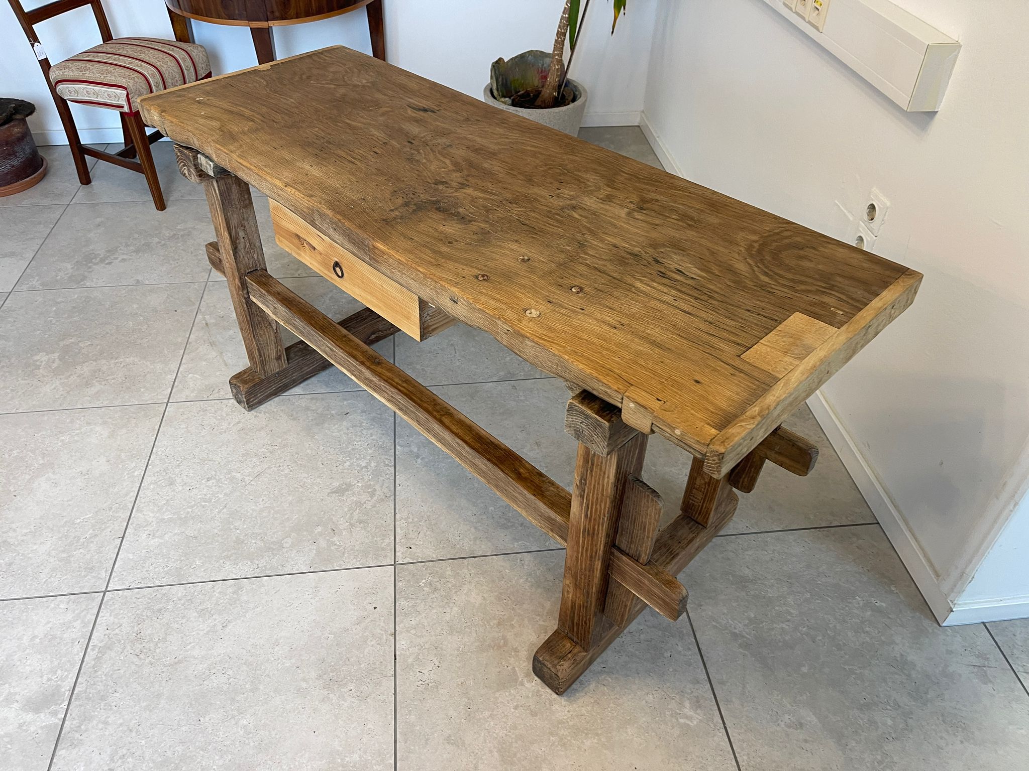 Massive Hobelbank Kräutertisch Thresen Bauerntisch Antik G1037