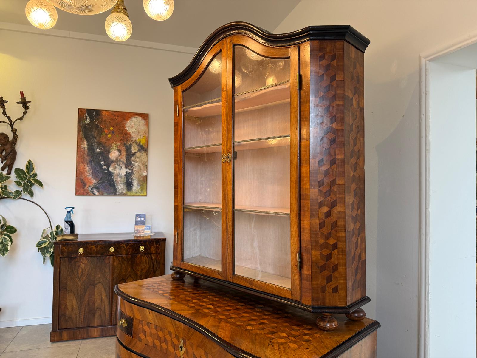 Originale Aufsatzvitrine Aufsatzkommode Vitrine Antiquität Tabernakl D1145