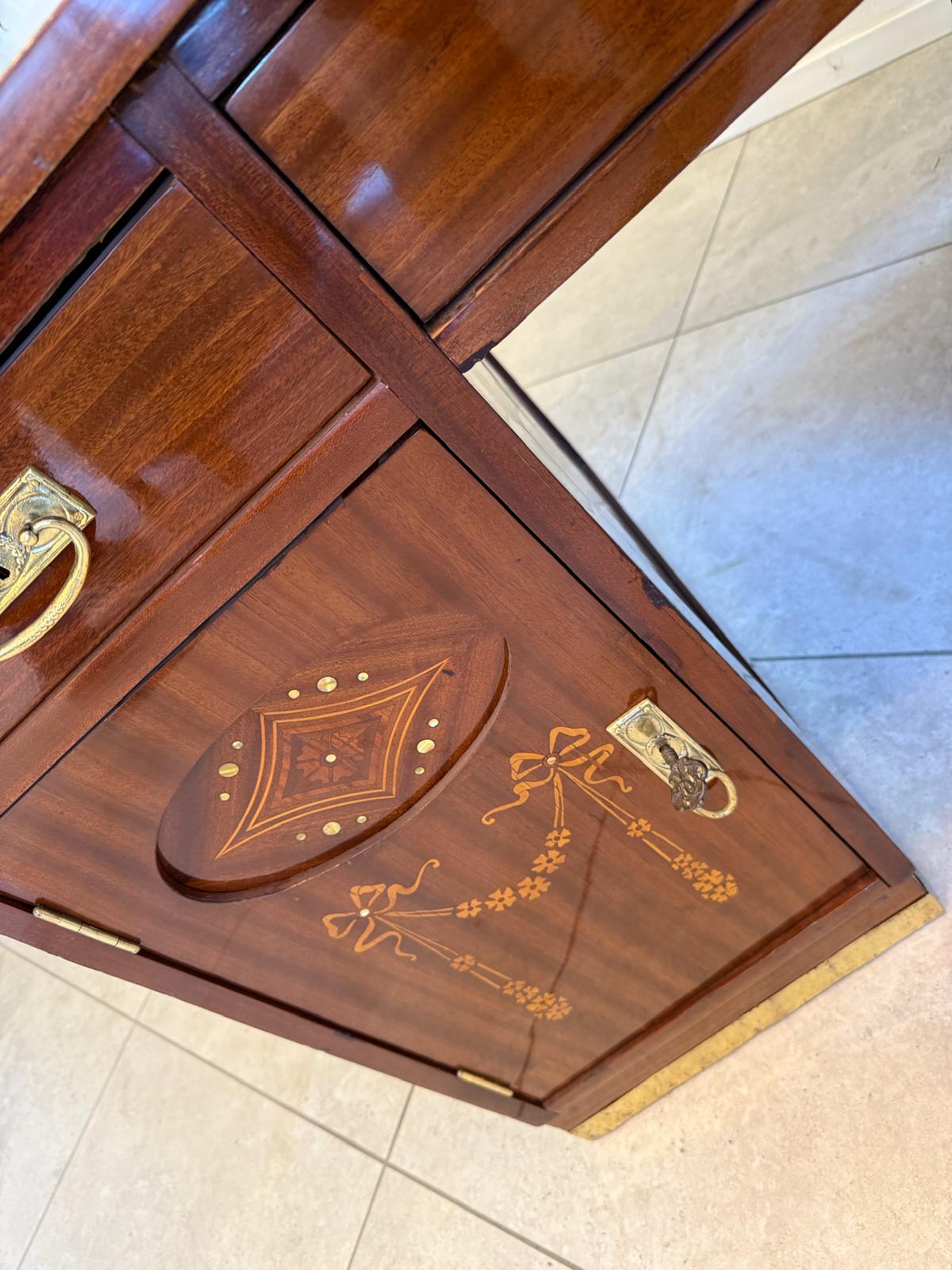 Originaler Jugendstil Schreibtisch Sekretär Freisteher Antiquität D1216