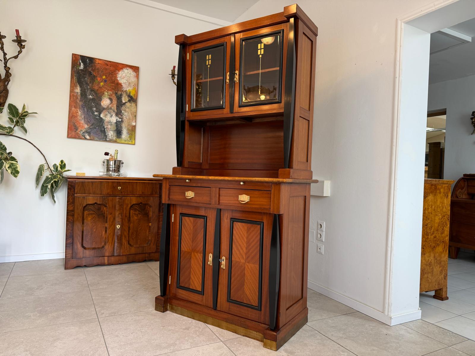 Restauriert Jugendstil Kredenz Bücherschrank Antiquität G1859