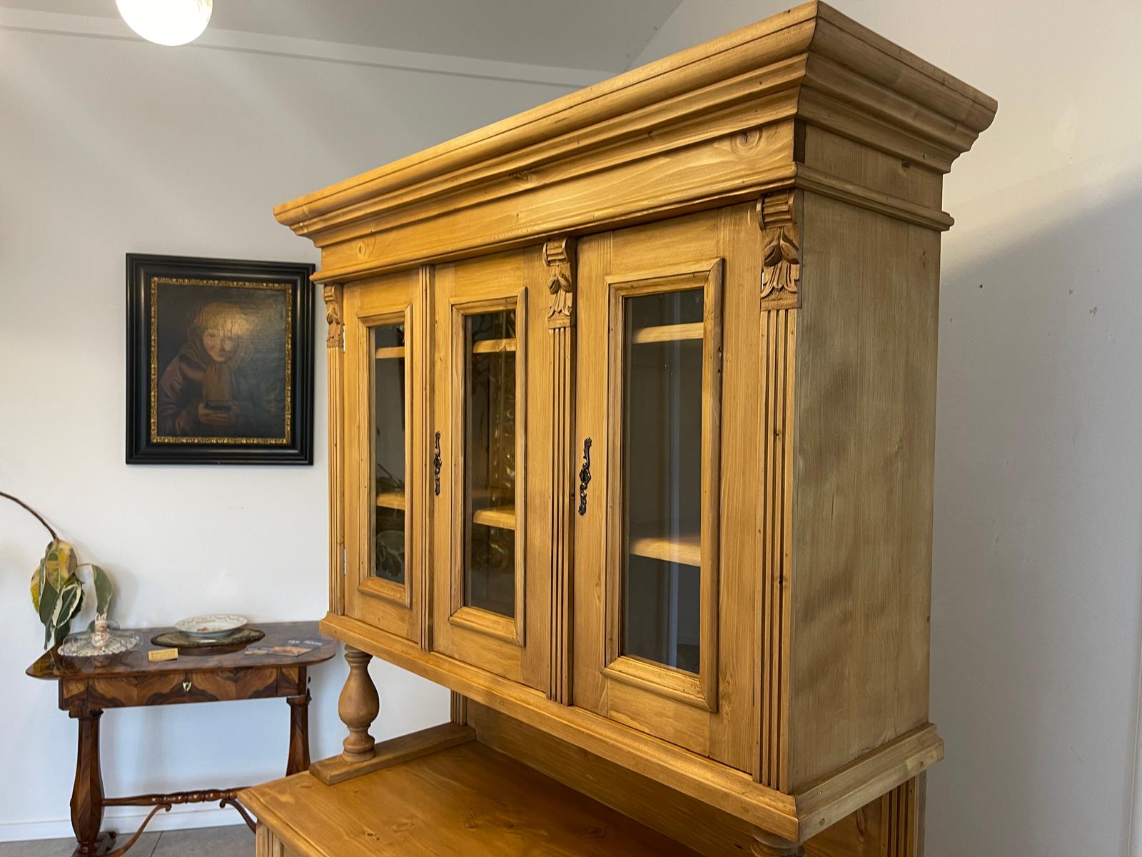 Bäuerlicher Gründerzeit Küchenschrank Vitrinenschrank G1504