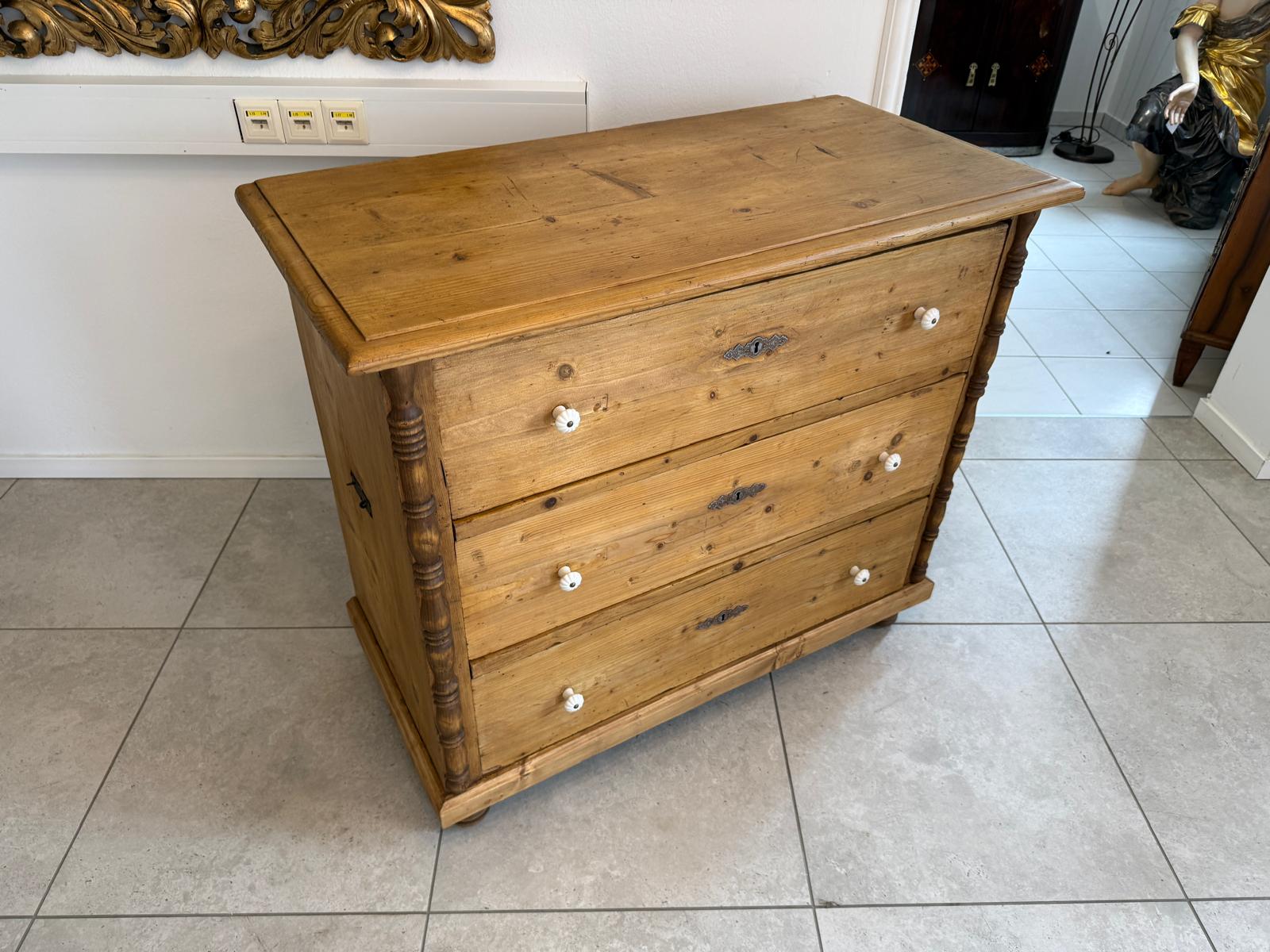 Biedermeier Kommode 3 Ladenkommode Antik Original D2380