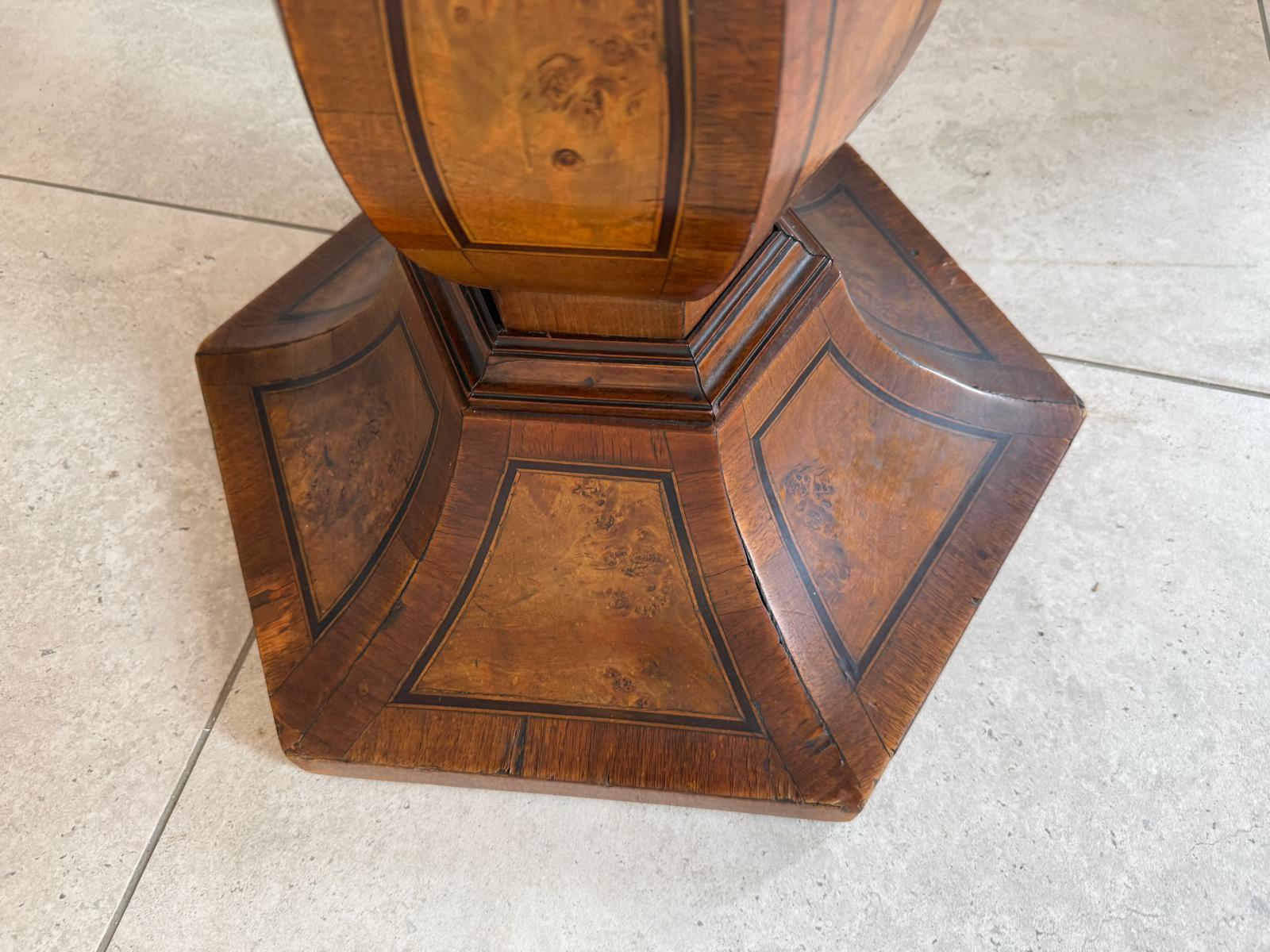 Biedermeier Tisch Vasentisch Antiquität Marketiert Intarsiert D2354