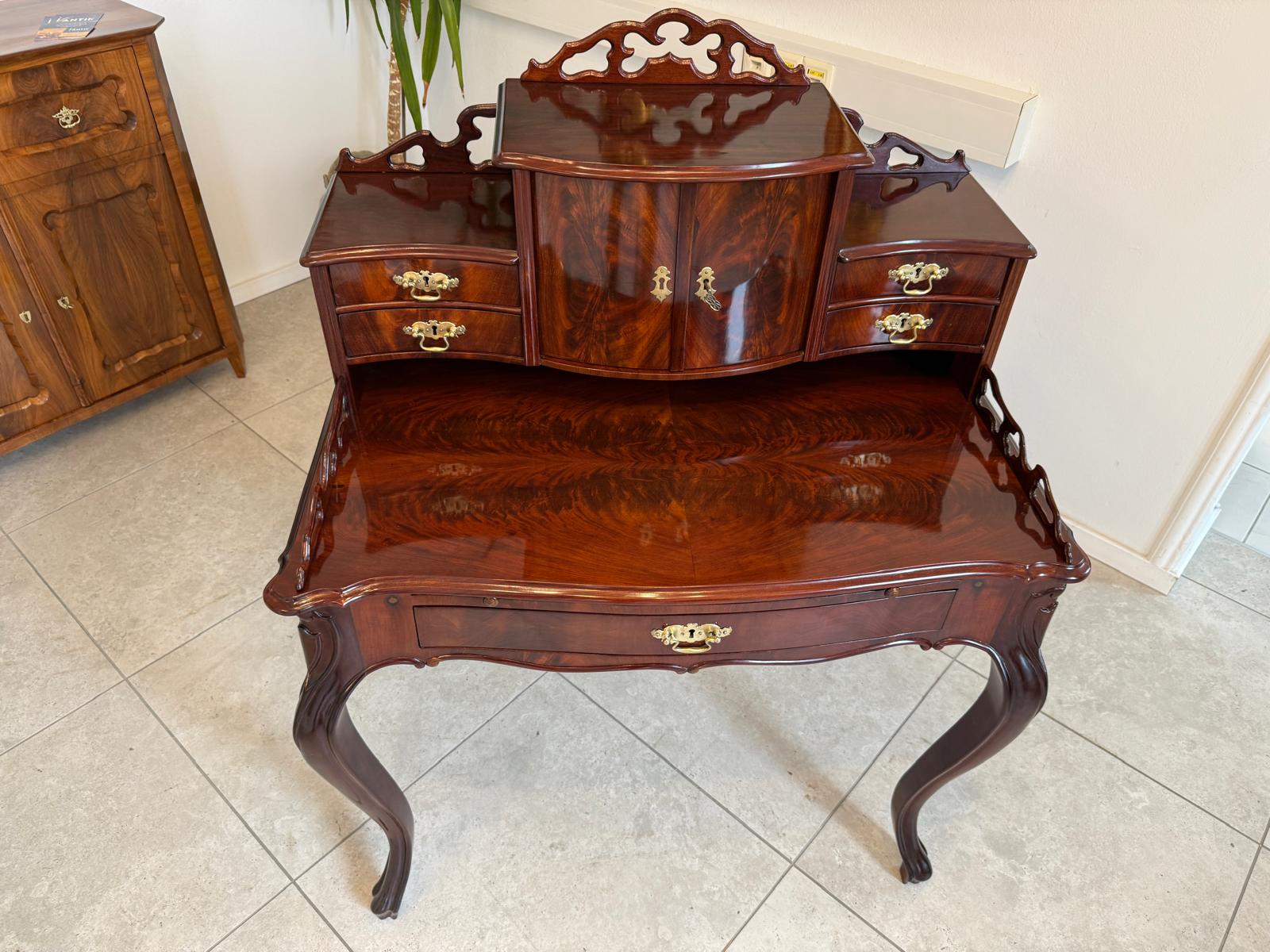 Biedermeier Damen Sekretär Schreibsekretär Nussfurniert Antiquität  G1831-1