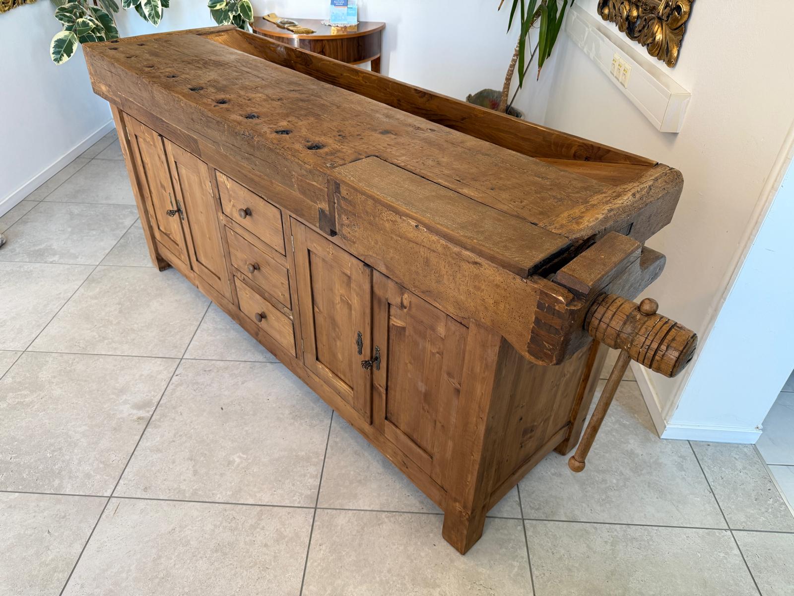 Urige Hobelbank Werkbank Pult Tresen Ladenschrank G2183