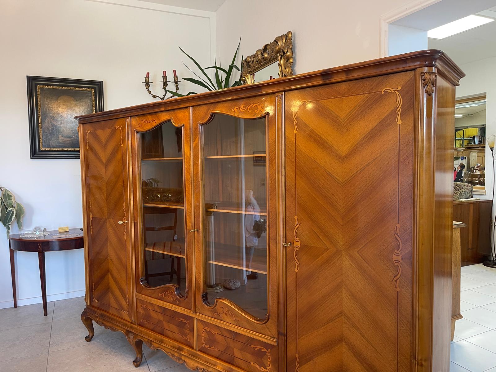 Bücherschrank Barock Barockstil Vitrine Glasschrank Wohnzimmerschrank A5151