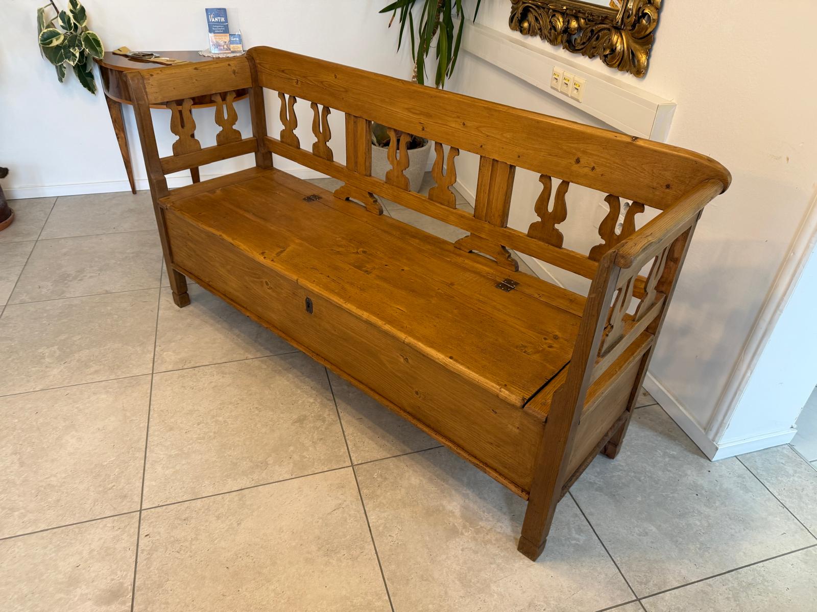 Sale Provinzielle Biedermeier Truhenbank Landhausbank Antik D1086