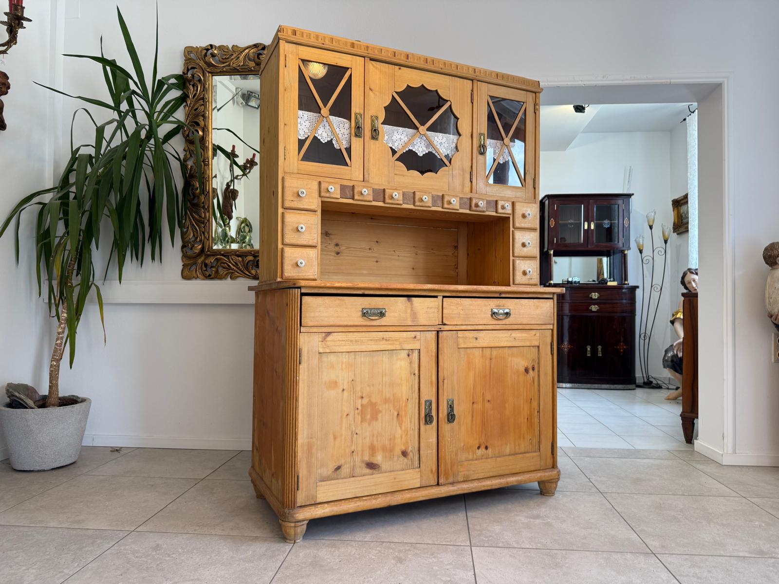 Jugendstil  Naturholschrank Küchenbuffet Küchenschrank Küchenkredenz D2513