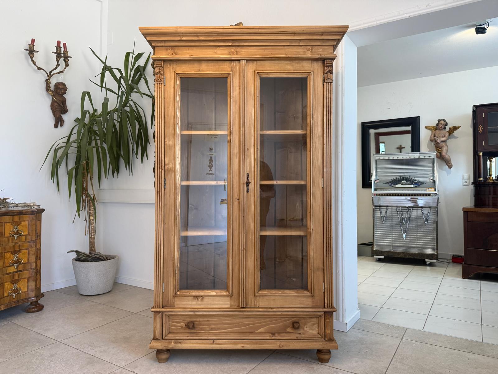 Bäuerliche Vitrine Bauernvitrine Bücherschrank Bauernschrank Glasschrank D2723