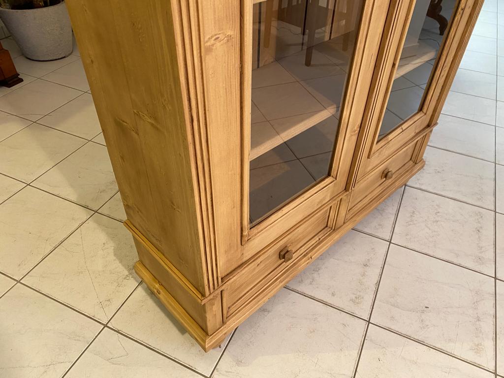 Antike Bauernvitrine Vitrine Naturholz Bücherschrank Antike Möbel G1110