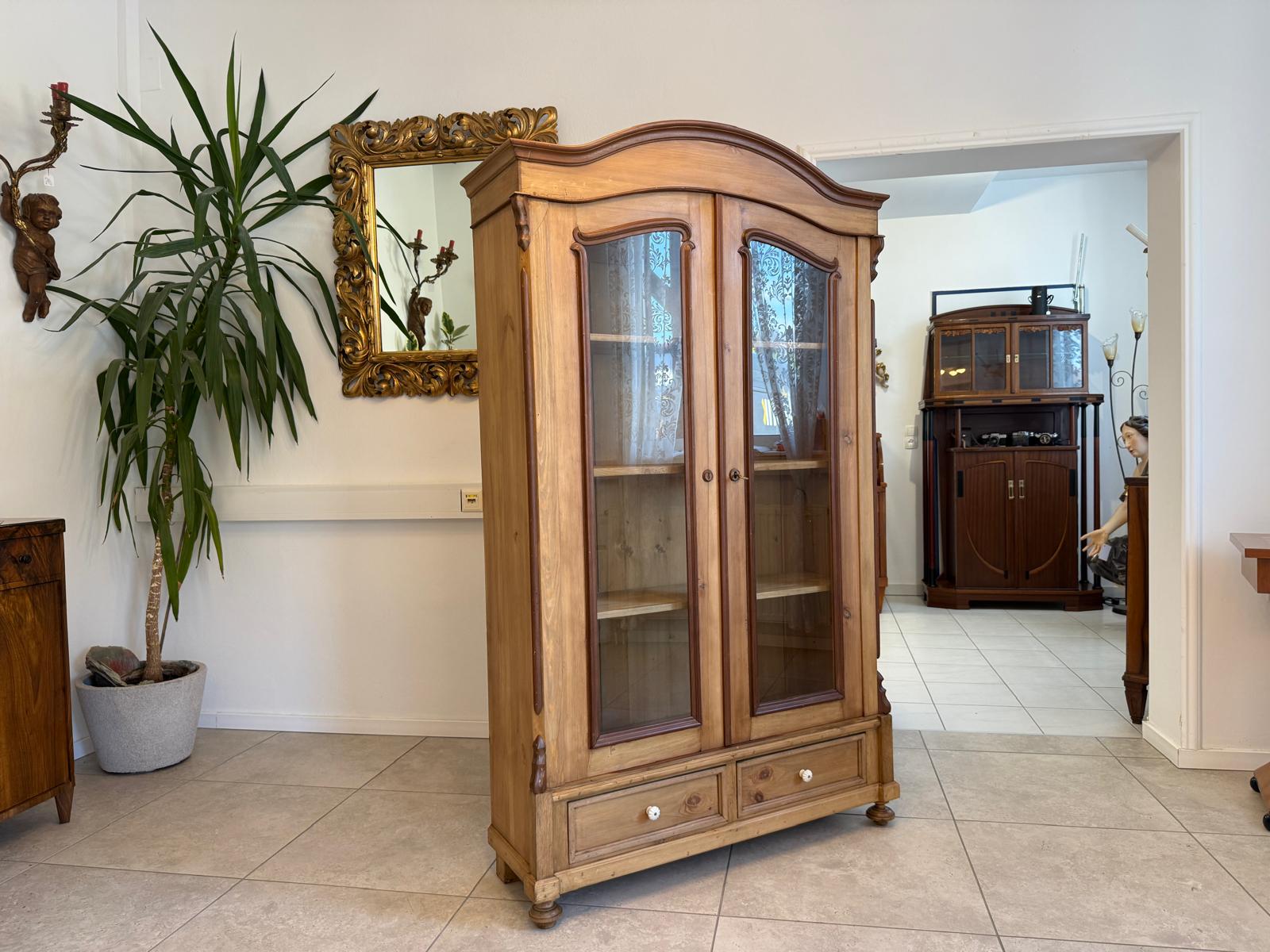 Originale Vitrine Glasvitrine Bücherschrank Bauernvitrine Antik Bauernkasten G1933