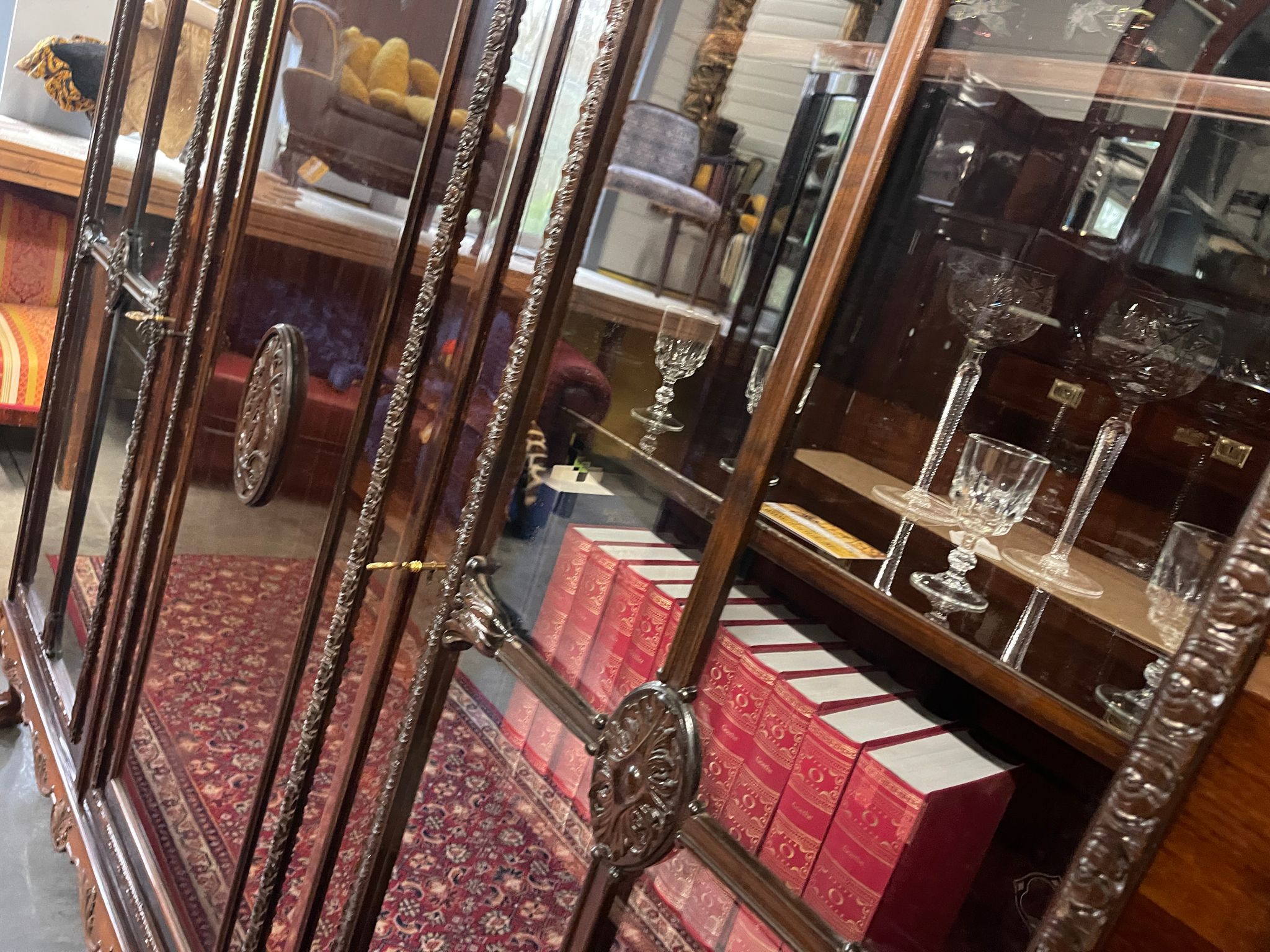 Bücherschrank Barock Barockstil Vitrine Glasschrank Wohnzimmerschrank A5150