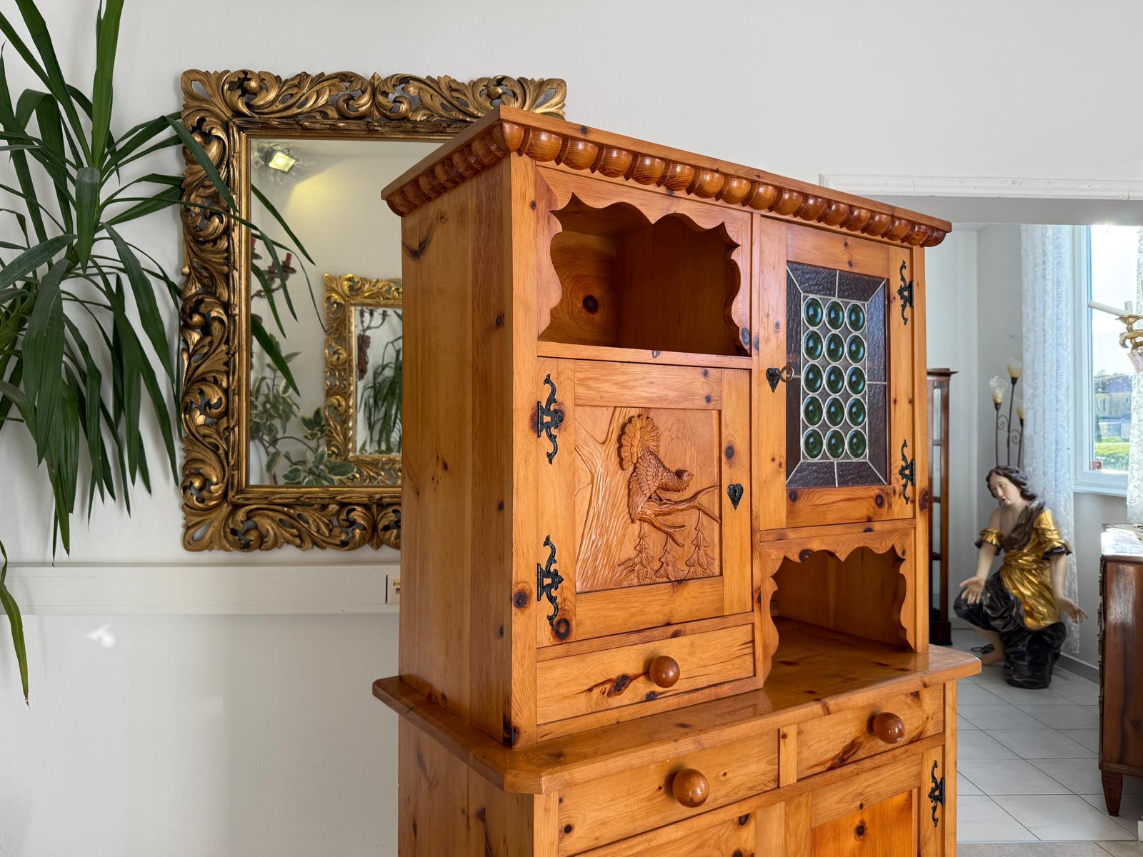 Zirbenholz Kredenz Butzenglas Küchenschrank G2176