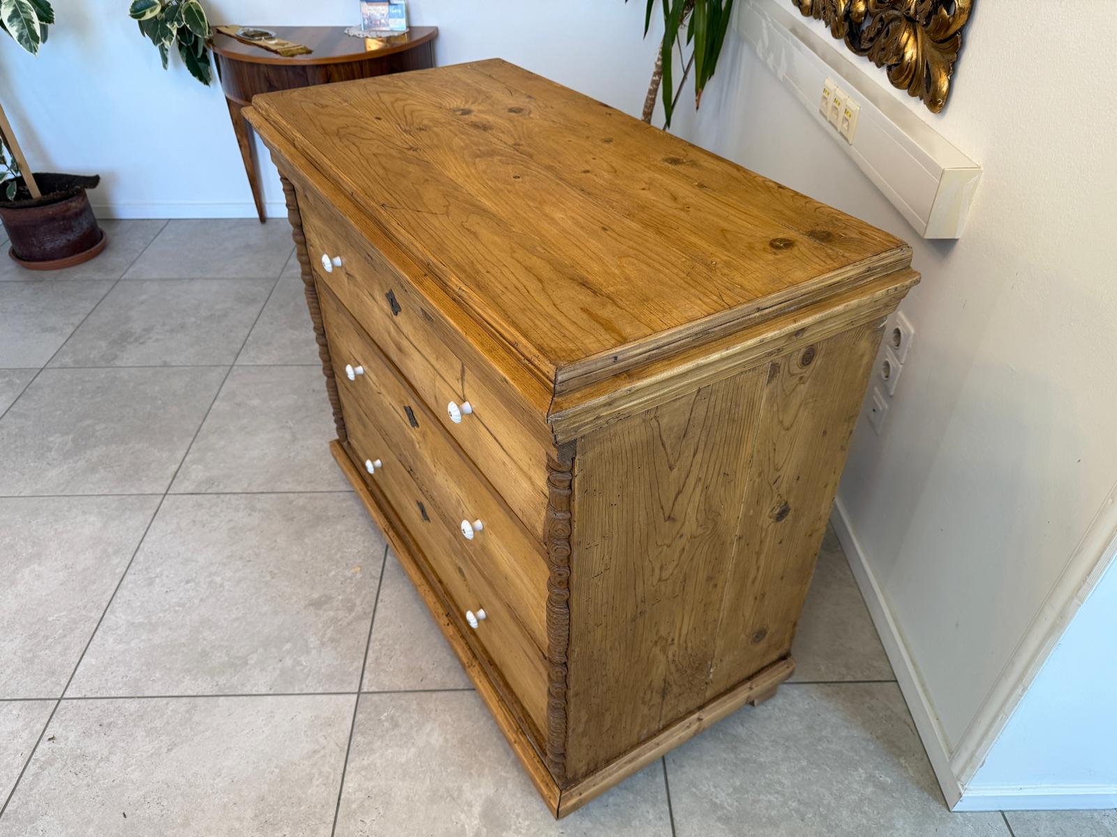 Originale Gründerzeit Kommode Antik 3 Laden aus Fichtenholz Weichholz G2280