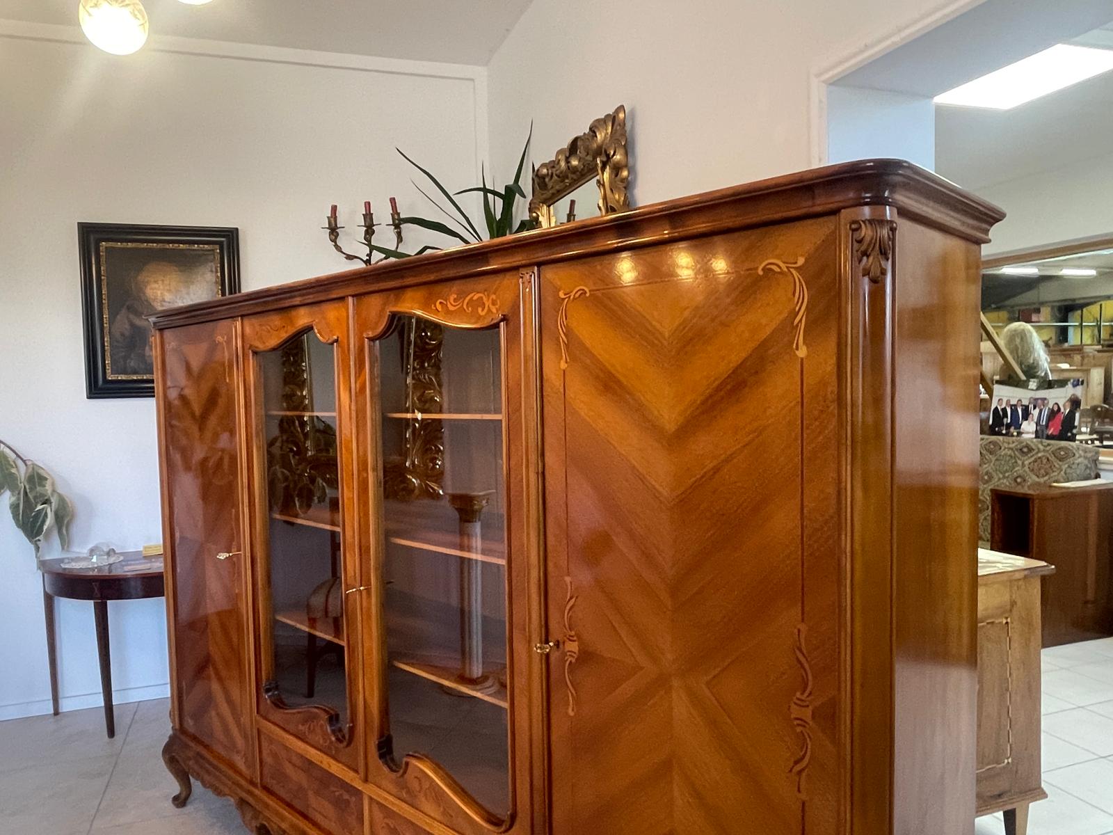 Bücherschrank Barock Barockstil Vitrine Glasschrank Wohnzimmerschrank A5151