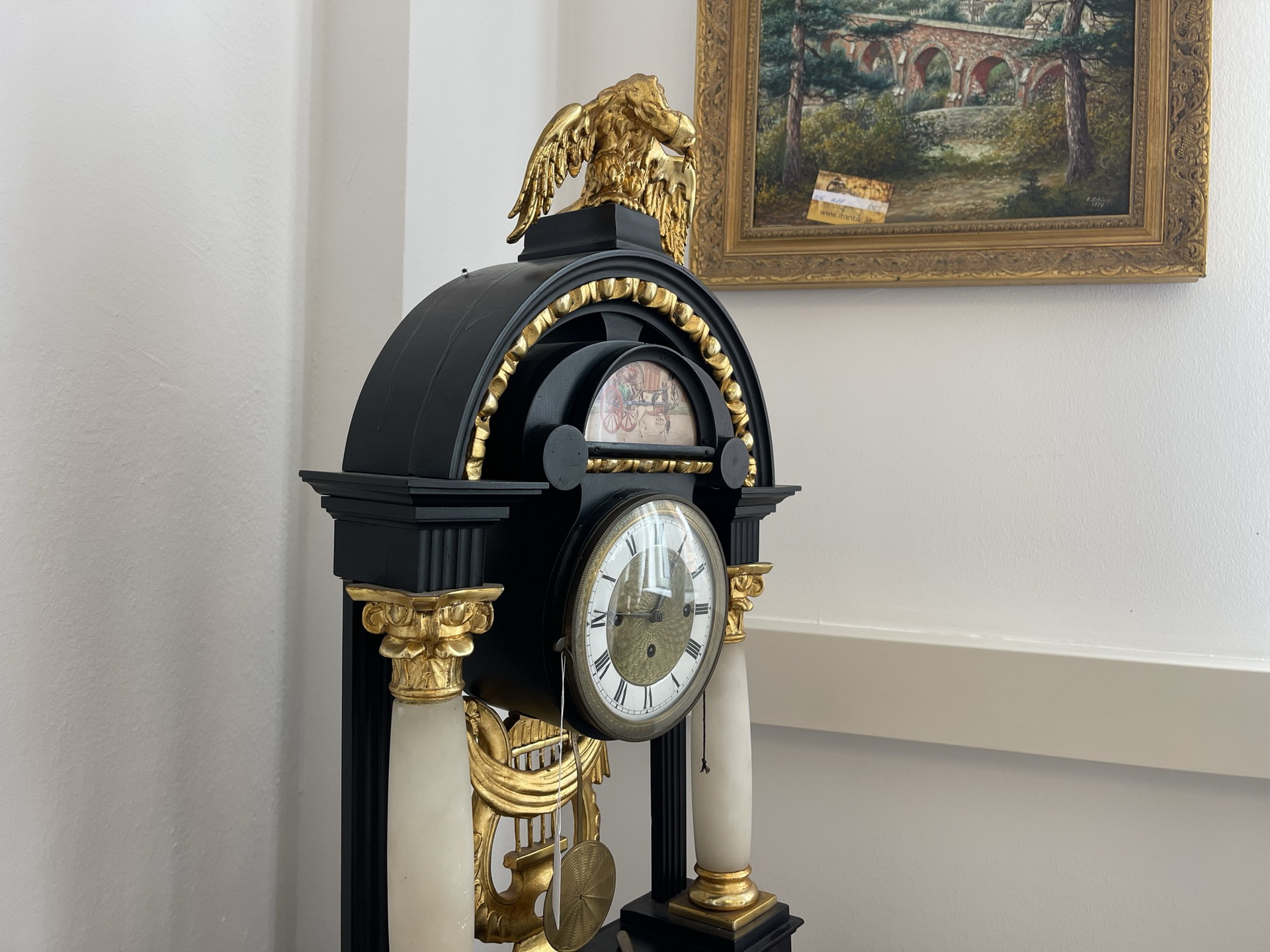 IMG_2902HMKr9gKVYK6tE Originaler Biedermeier Kommodenuhr mit Spielwerk, vergoldet, antik - B1734
