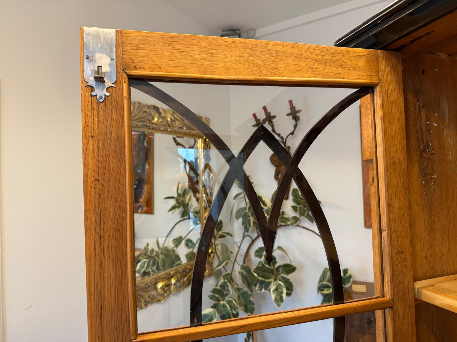Sale Restaurierte Biedermeier Vitrine Bücherschrank Glasschrank Eichenholz G2047