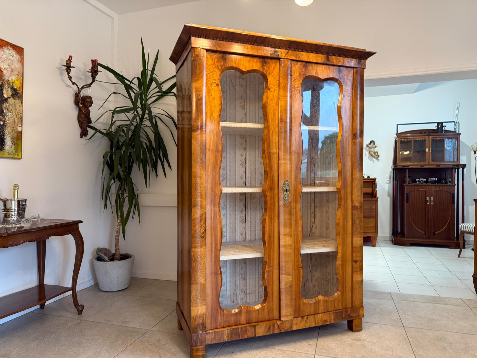 Antiquität Biedermeier Vitrine Bücherschrank Glasschrank Vitrine Antiquität G1807