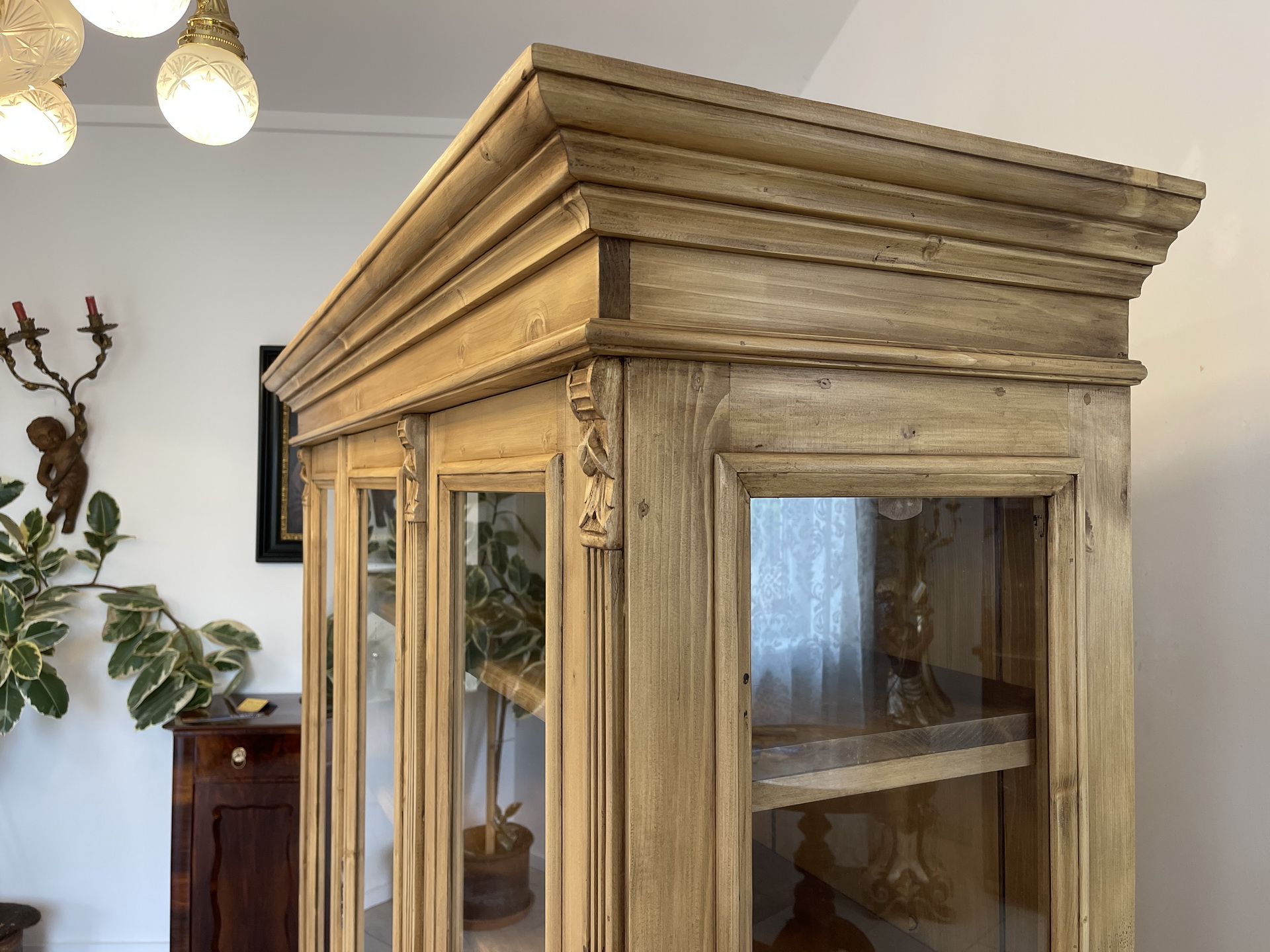 Bauernkasten-Bauernstube_04EtZsZxOV4HWus Bäuerliche Vitrine Bauernvitrine Naturholz Bücherschrank i2110