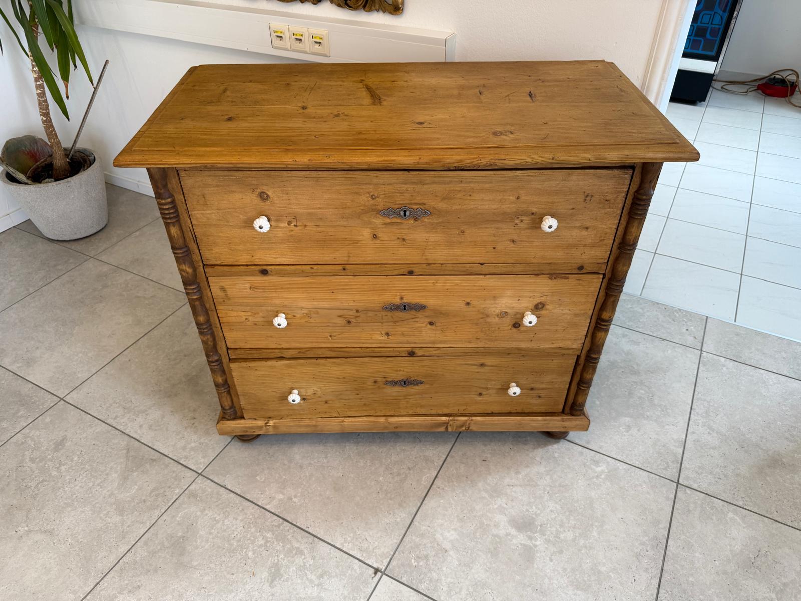 Biedermeier Kommode 3 Ladenkommode Antik Original D2380