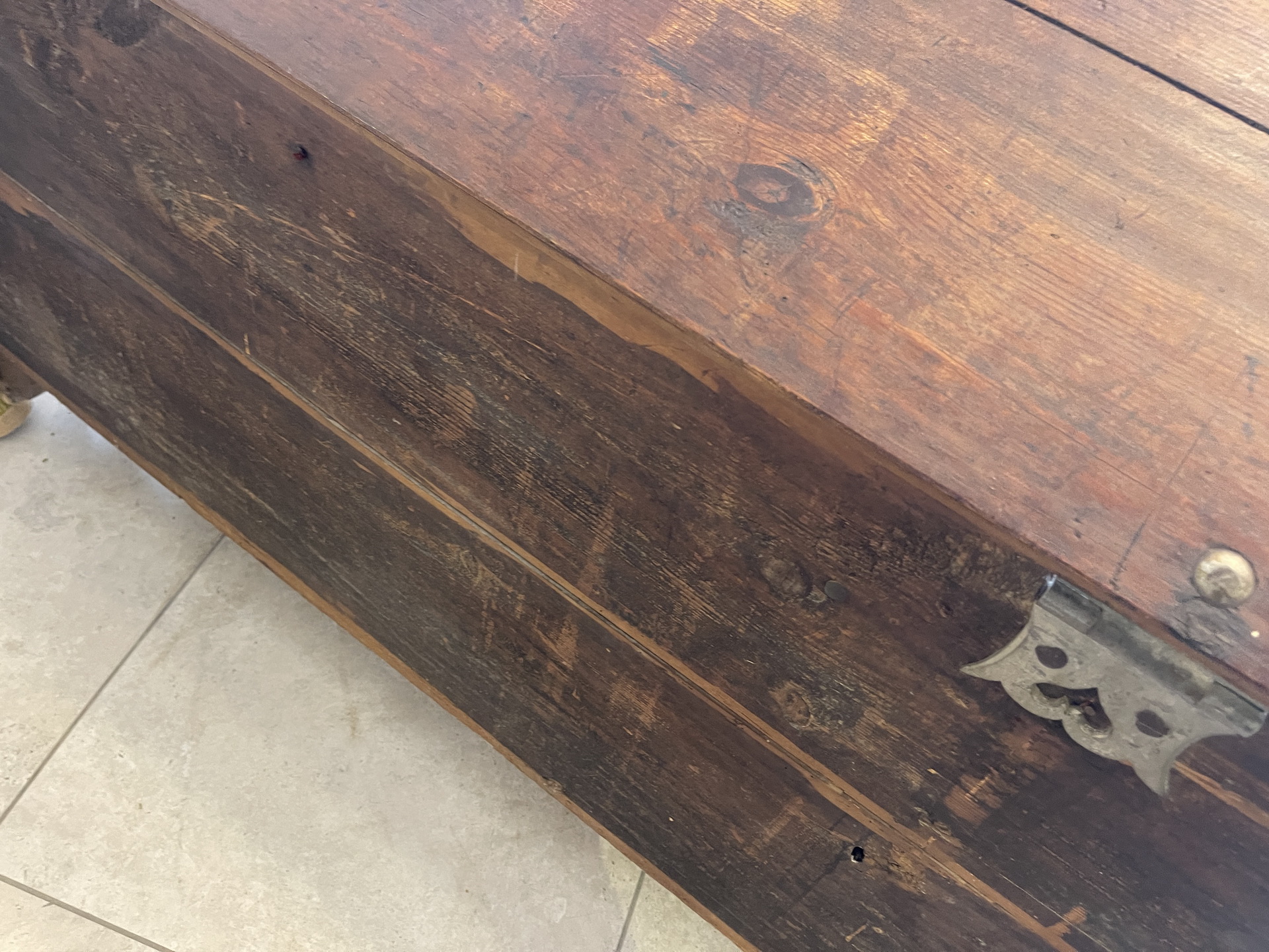 Barock-Biedermeier-114 Originale Barock Truhe Beschnitzt Naturholz A4190