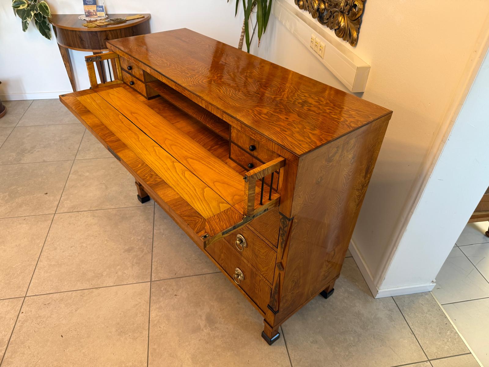 SALE Restaurierte Biedermeier Schreibkommode Eschenholz Antiquität Antikmöbel G2157