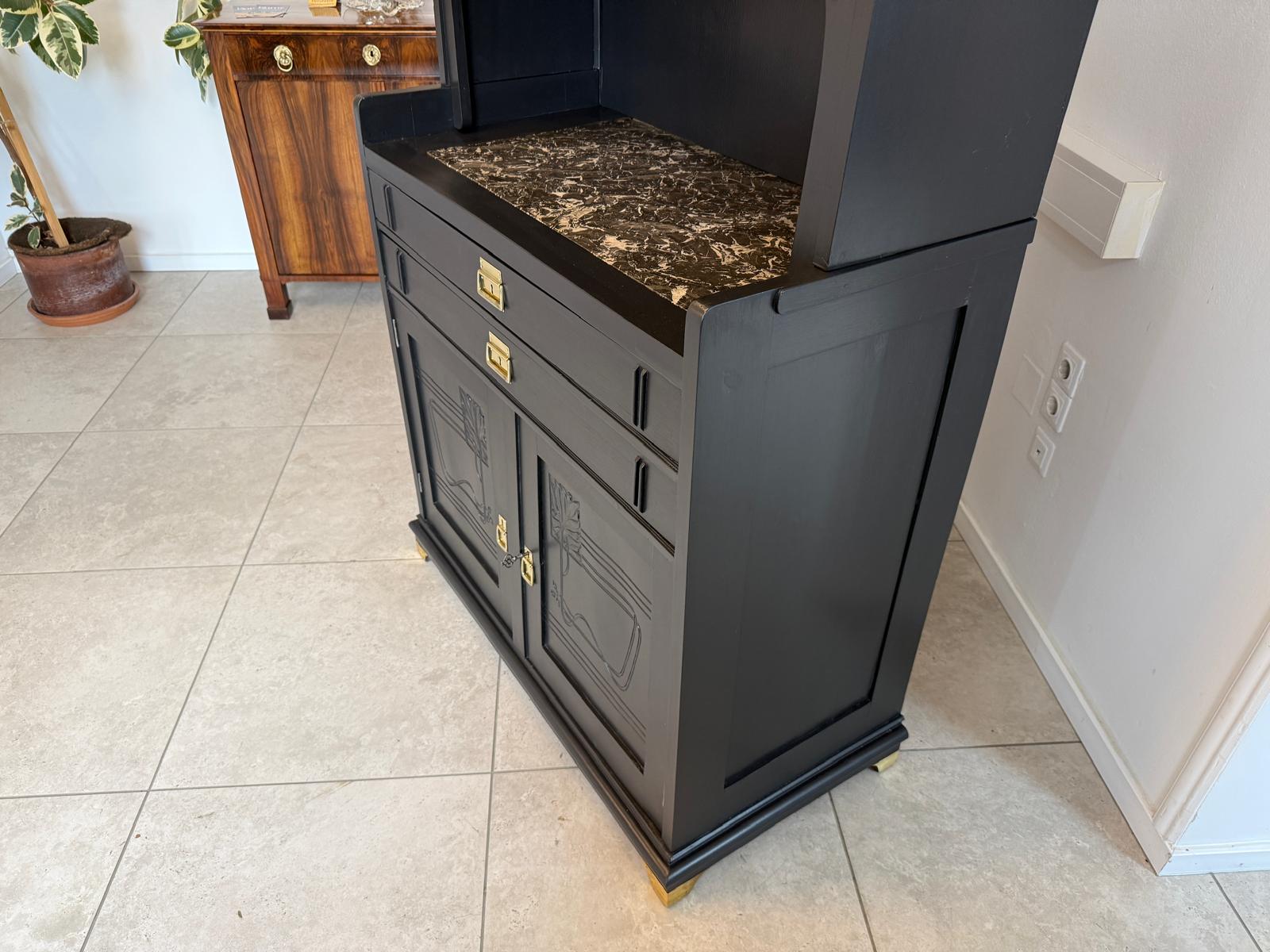 Restauriertes Jugendstil Aufsatzbuffet Bücherschrank G2095