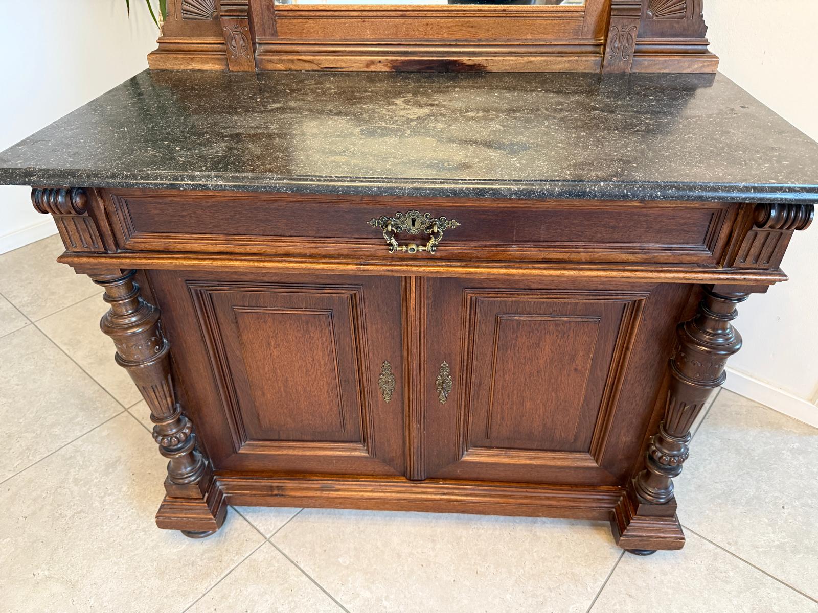 Originale Gründerzeit Anrichte mit Spiegel Waschtisch Historismus G2238