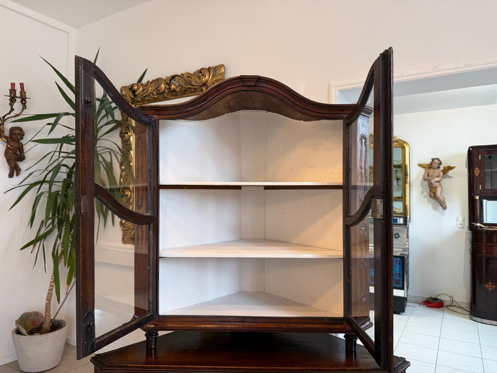Originale Eckanrichte Eckvitrine Eckmöbel Barock Antiquität D1141