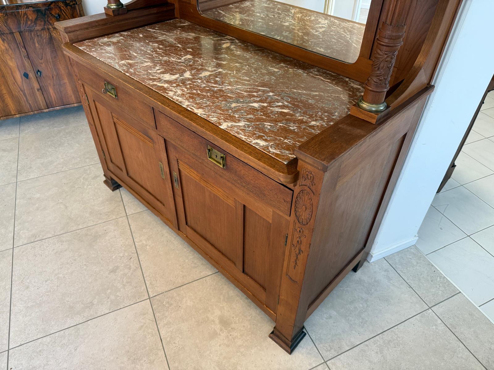 Originales Jugendstil Aufsatzbuffet Bücherschrank Vitrinenschrank G1985