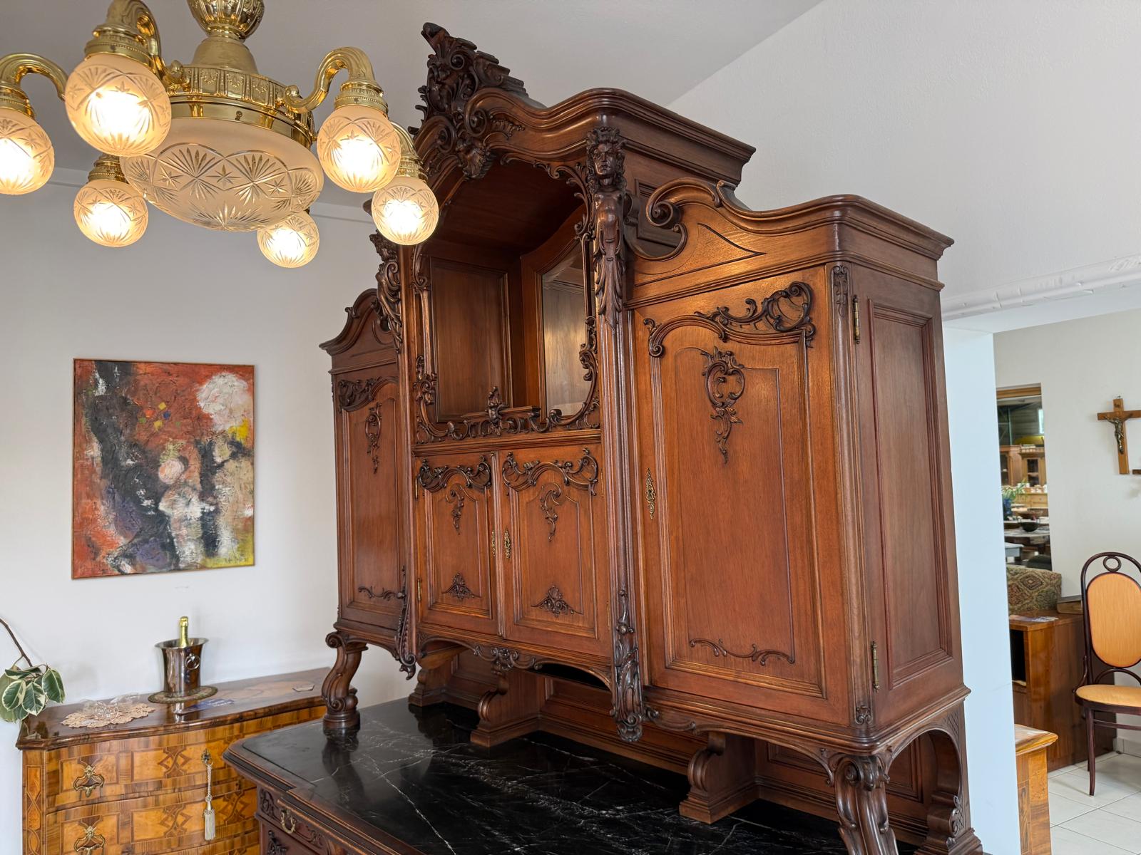 Figurales Pfeiferlbarock Aufsatzbuffet Altarschrank Aufsatzschrank / Buffet – D2658