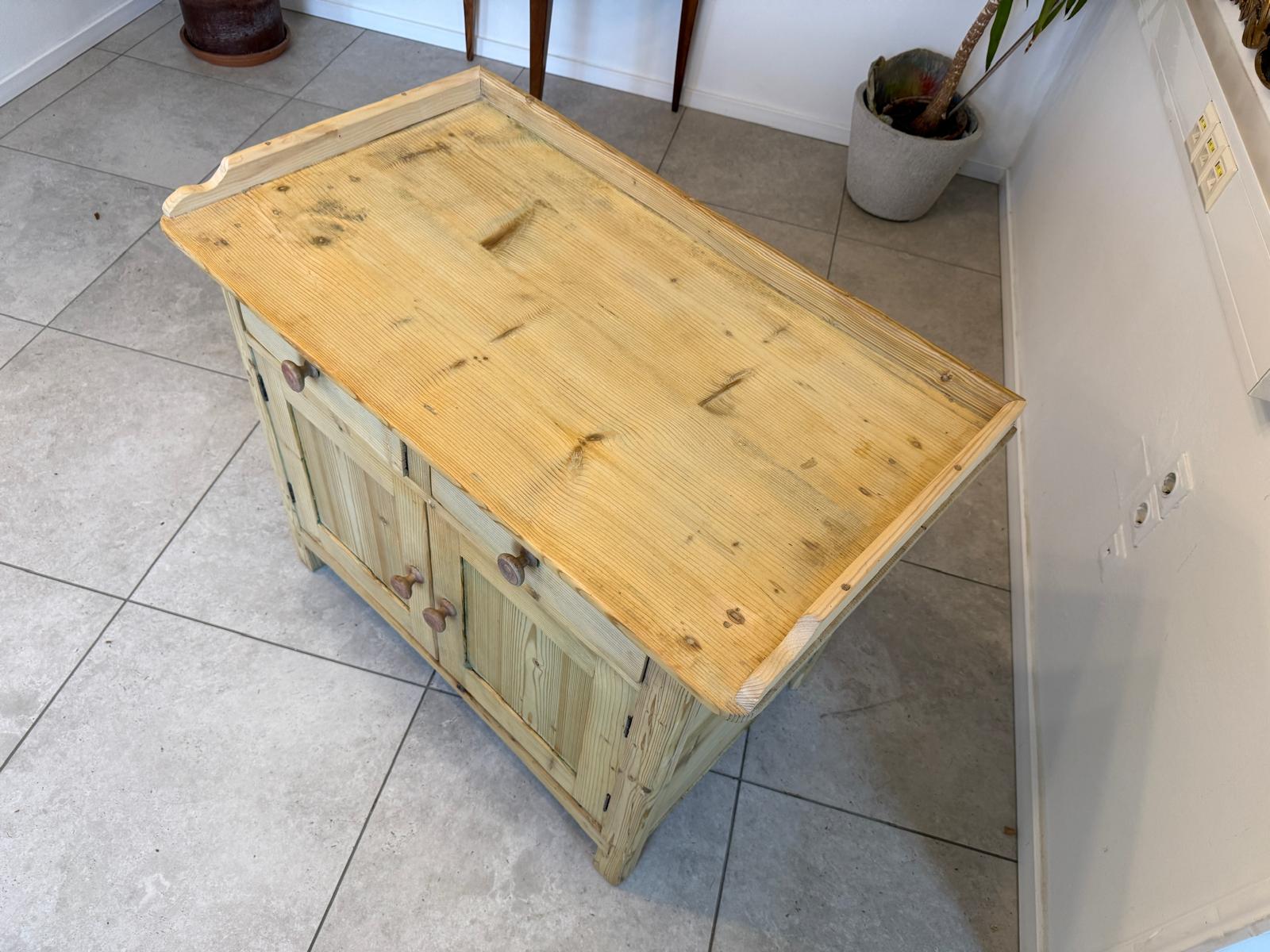 Bäuerliche Wickelanrichte Kommode Naturholz Antik & Alt D1075