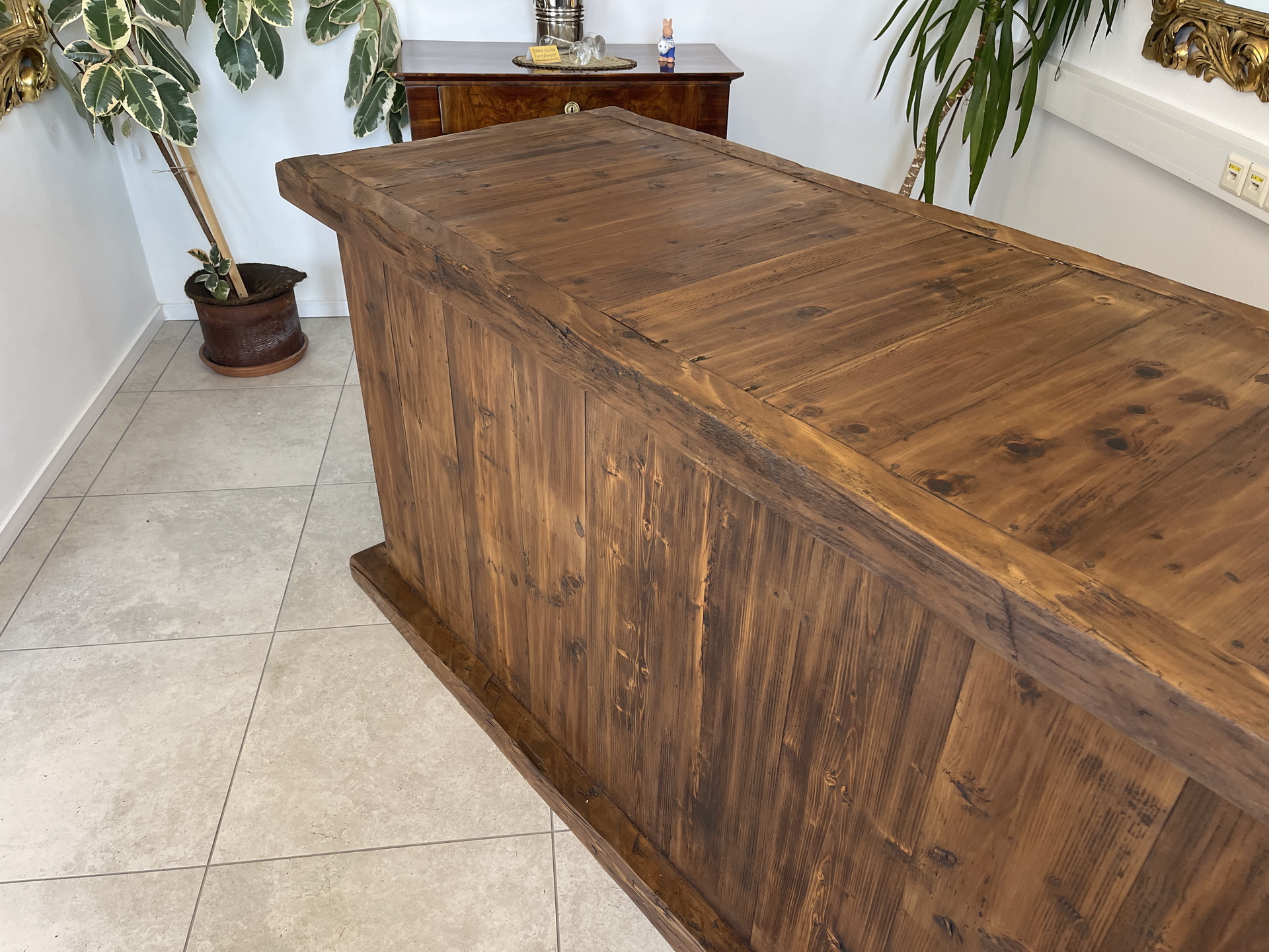 Barock-Biedermeier-57 Bäuerliche Bar Altholz Theke Verkaufspult rustikal hochwertig A4187