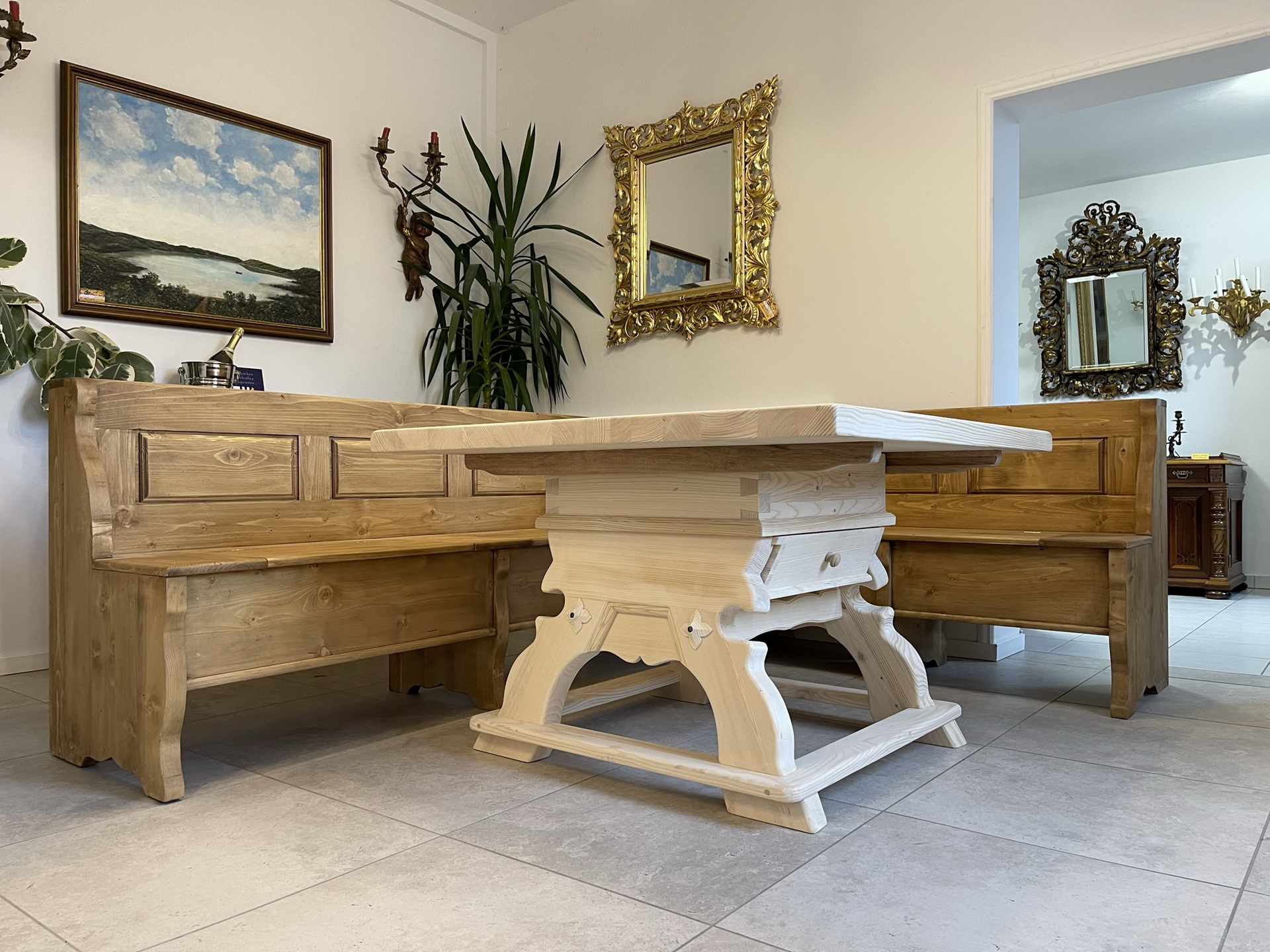 bauernm-bel_14KcT7IQsynztgB Landhausstil Eckbankgruppe aus Holz mit Jogltisch und 2 Sesseln - Bauernmöbel B1053