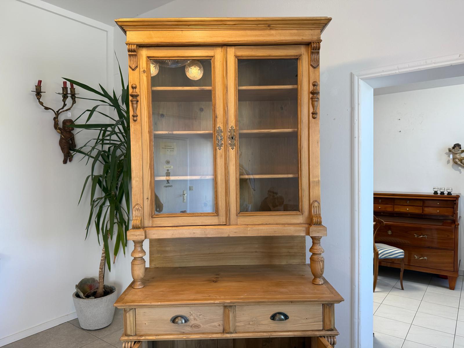 ORIGINALE Gründerzeit Küchenkredenz Antike Bauernmöbel Vitrinenschrank G1783