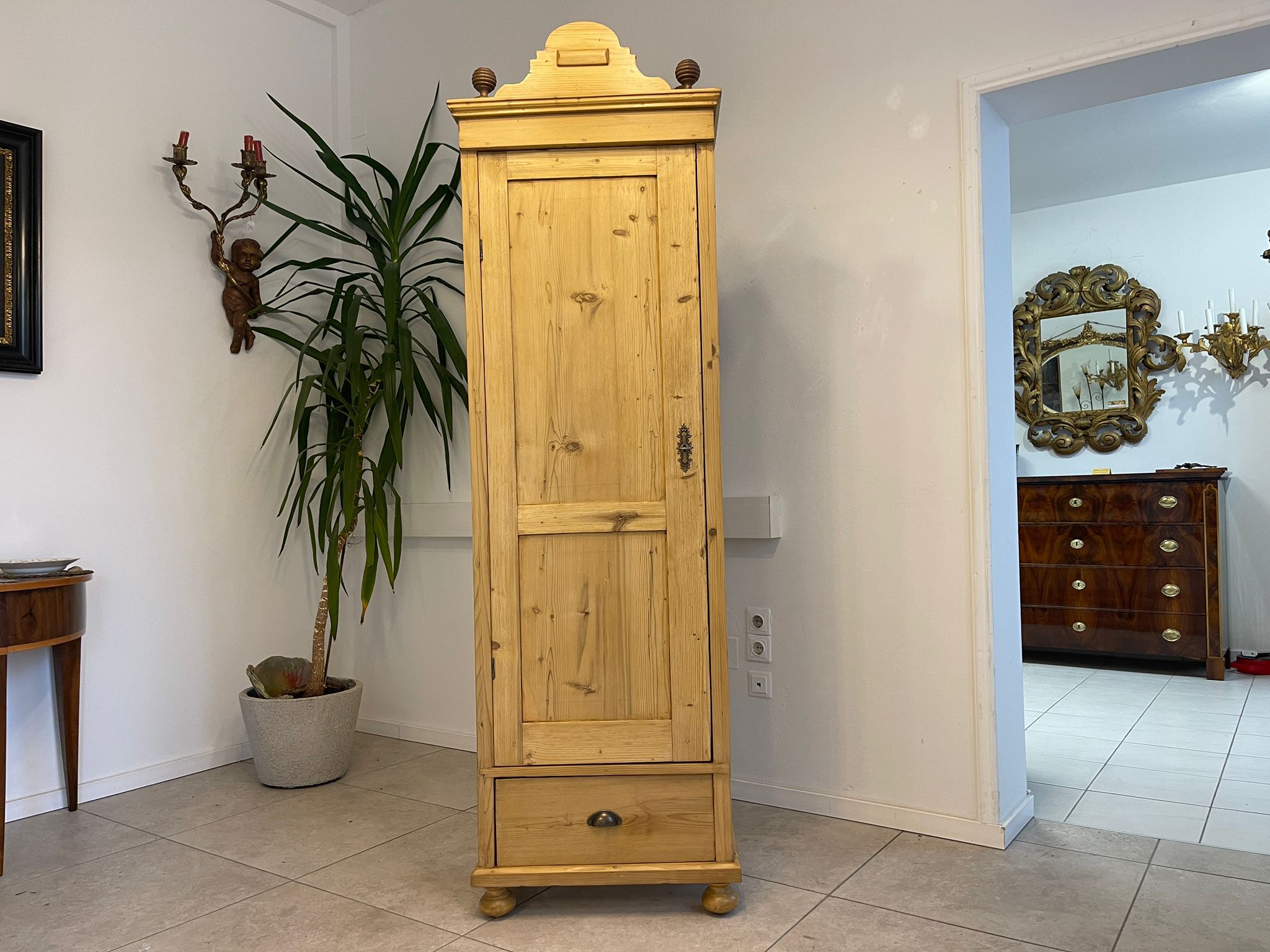 Originaler 1 türiger Bauernschrank Jugendstil Naturholzschrank Bauernstube E1020