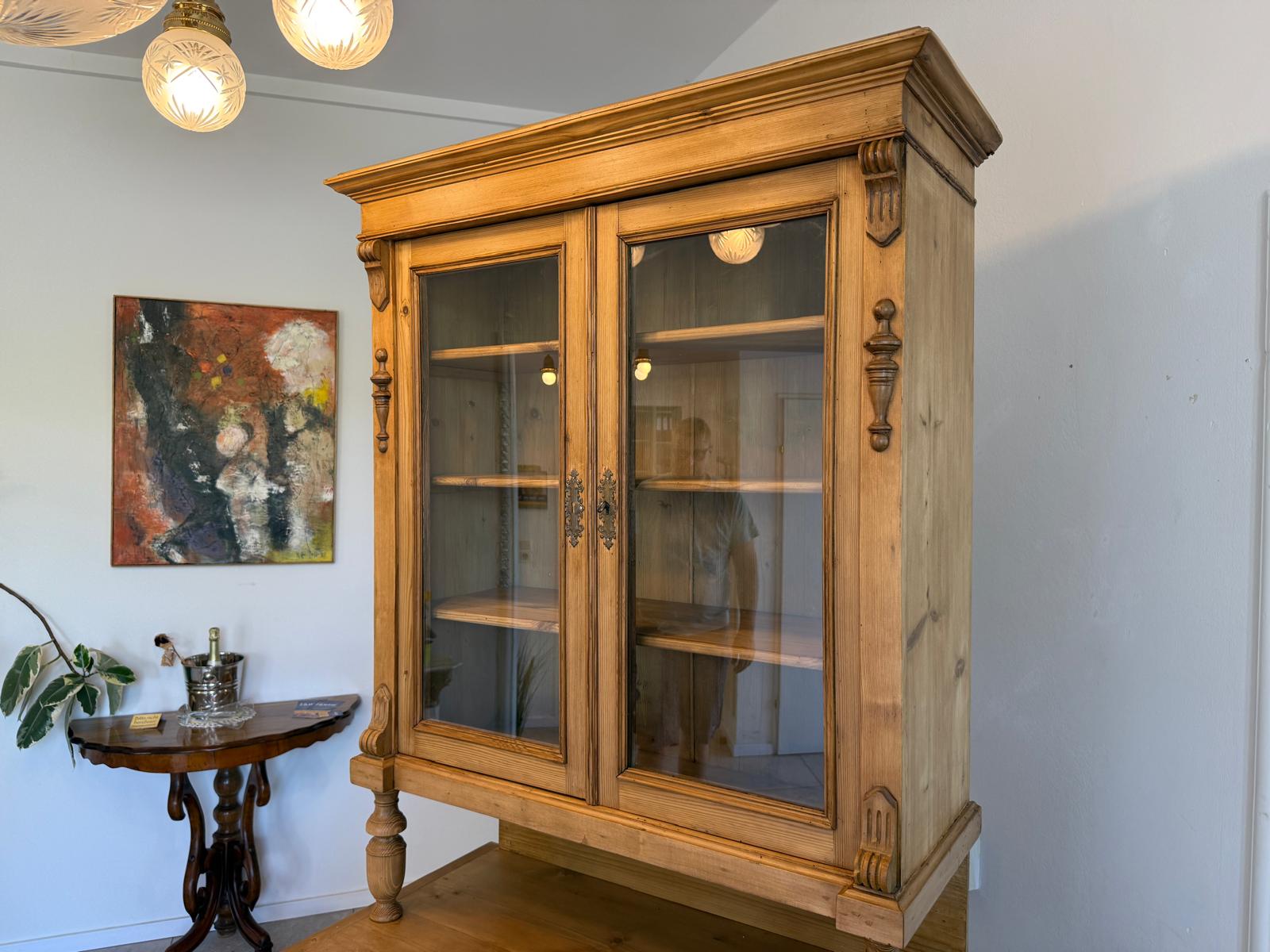 ORIGINALE Gründerzeit Küchenkredenz Antike Bauernmöbel Vitrinenschrank G1783