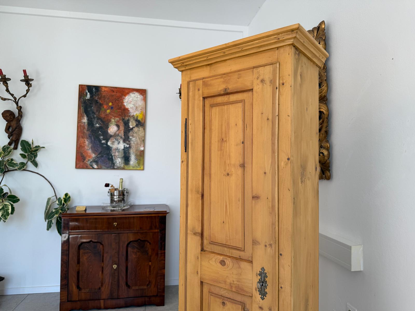 Bäuerlicher 1 türiger Bauernschrank Jugendstil Naturholzschrank G1853