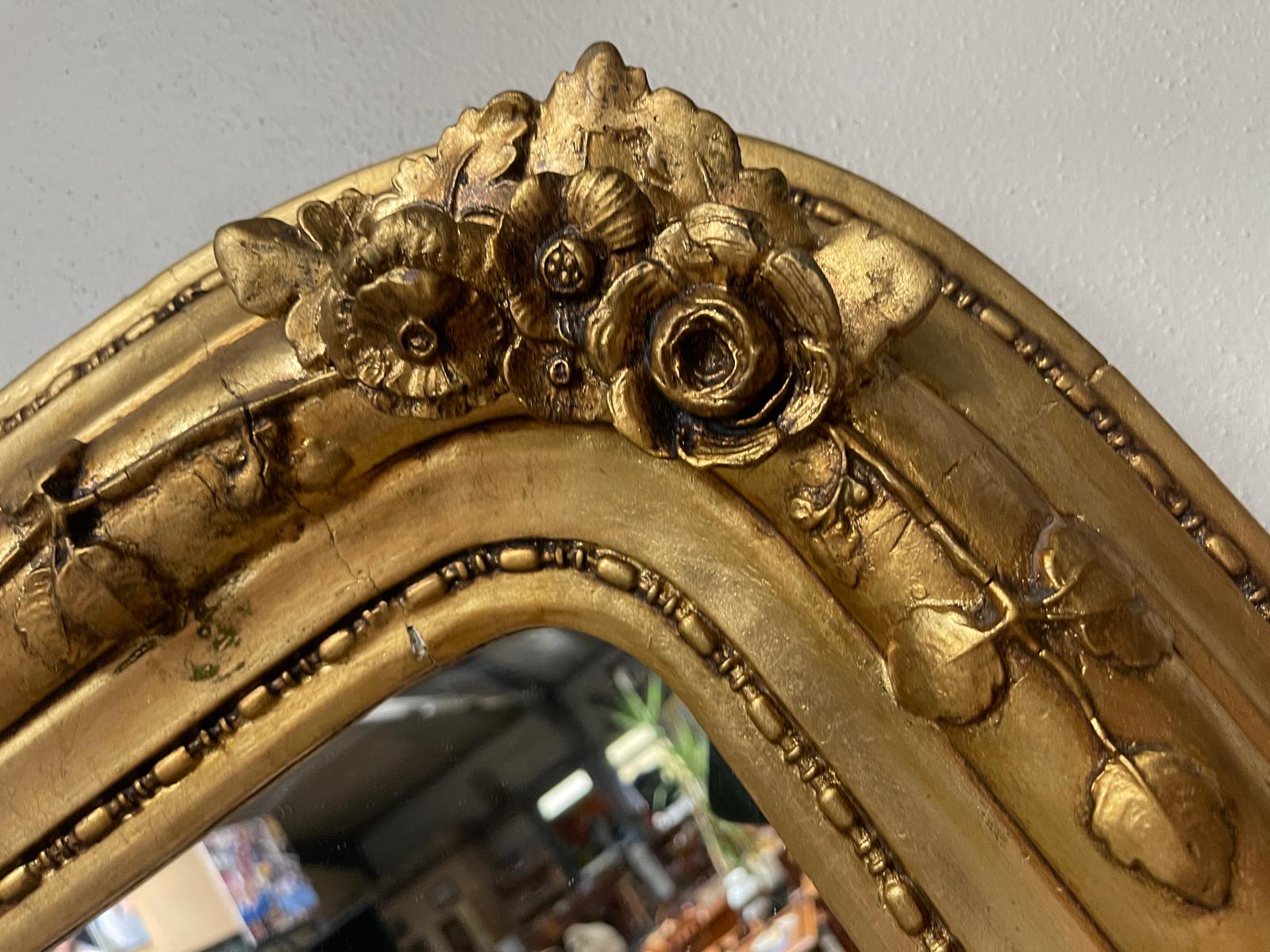 Originaler vergoldeter Biedermeier Spiegel Holzspiegel Rosenspiegel G1337