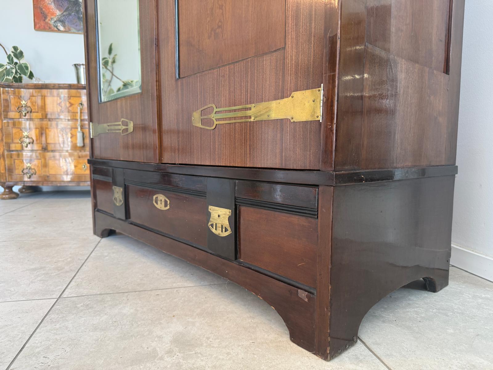Jugendstil Schrank Kleiderkasten Spiegelschrank Originalstück D2797