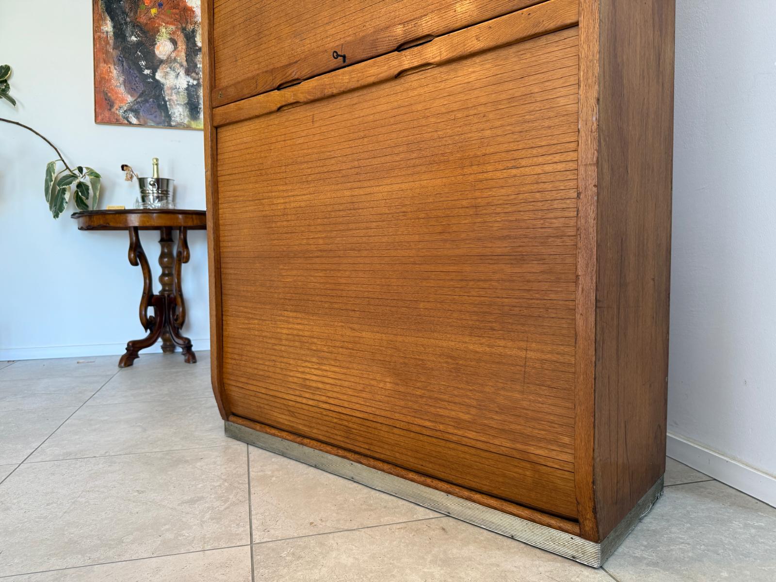 Jugendstil Rolladenschrank Antik Braun Büroschrank G1764