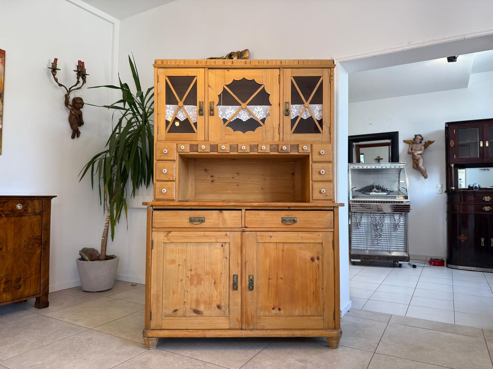 Jugendstil  Naturholschrank Küchenbuffet Küchenschrank Küchenkredenz D2513