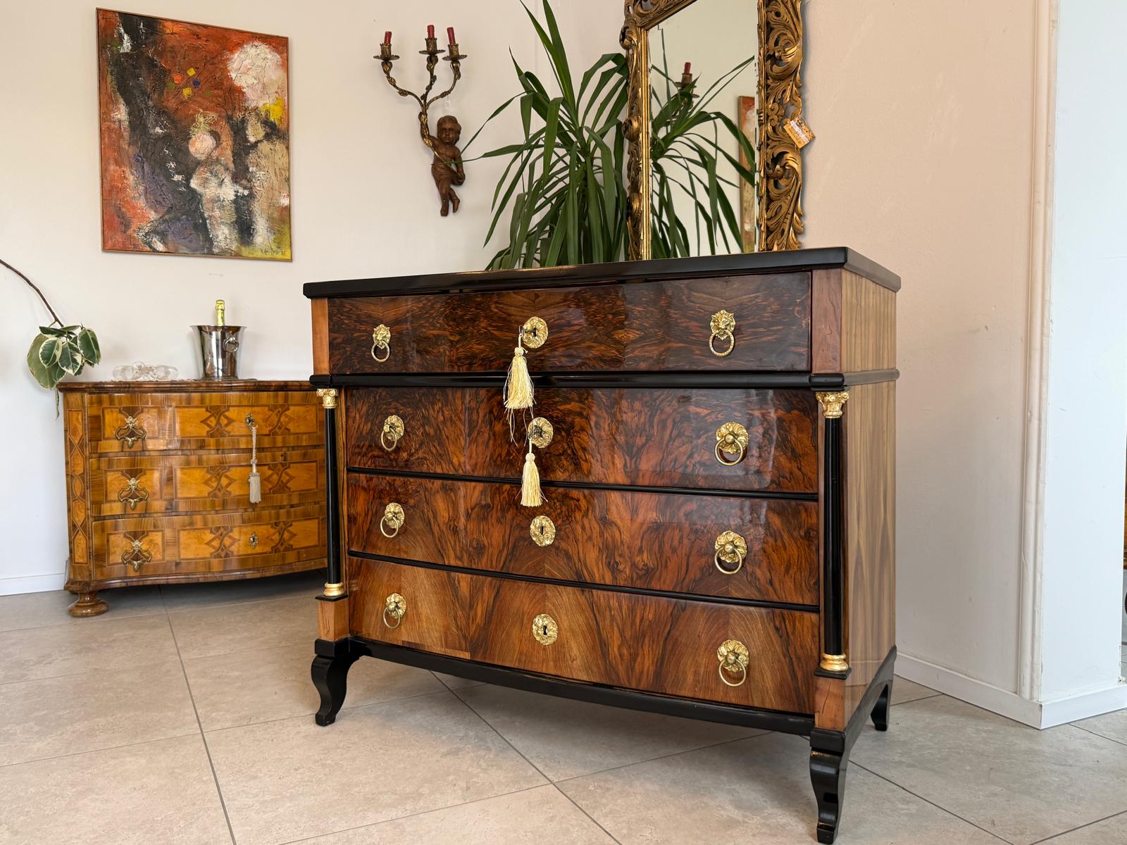 SALE Restaurierte Empire Schreibkommode Nussholz Antiquität Antikmöbel D2680