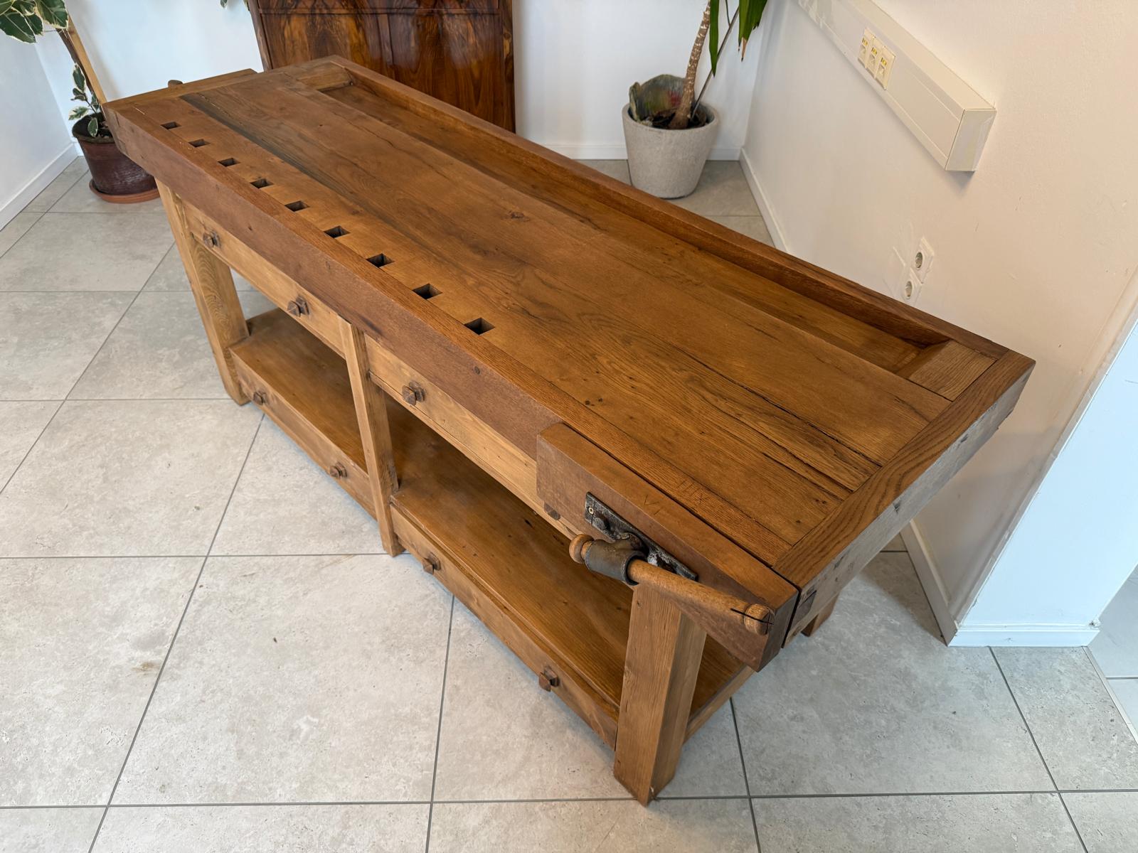 Urige Hobelbank Werkbank Pult Tresen Ladenschrank G2080