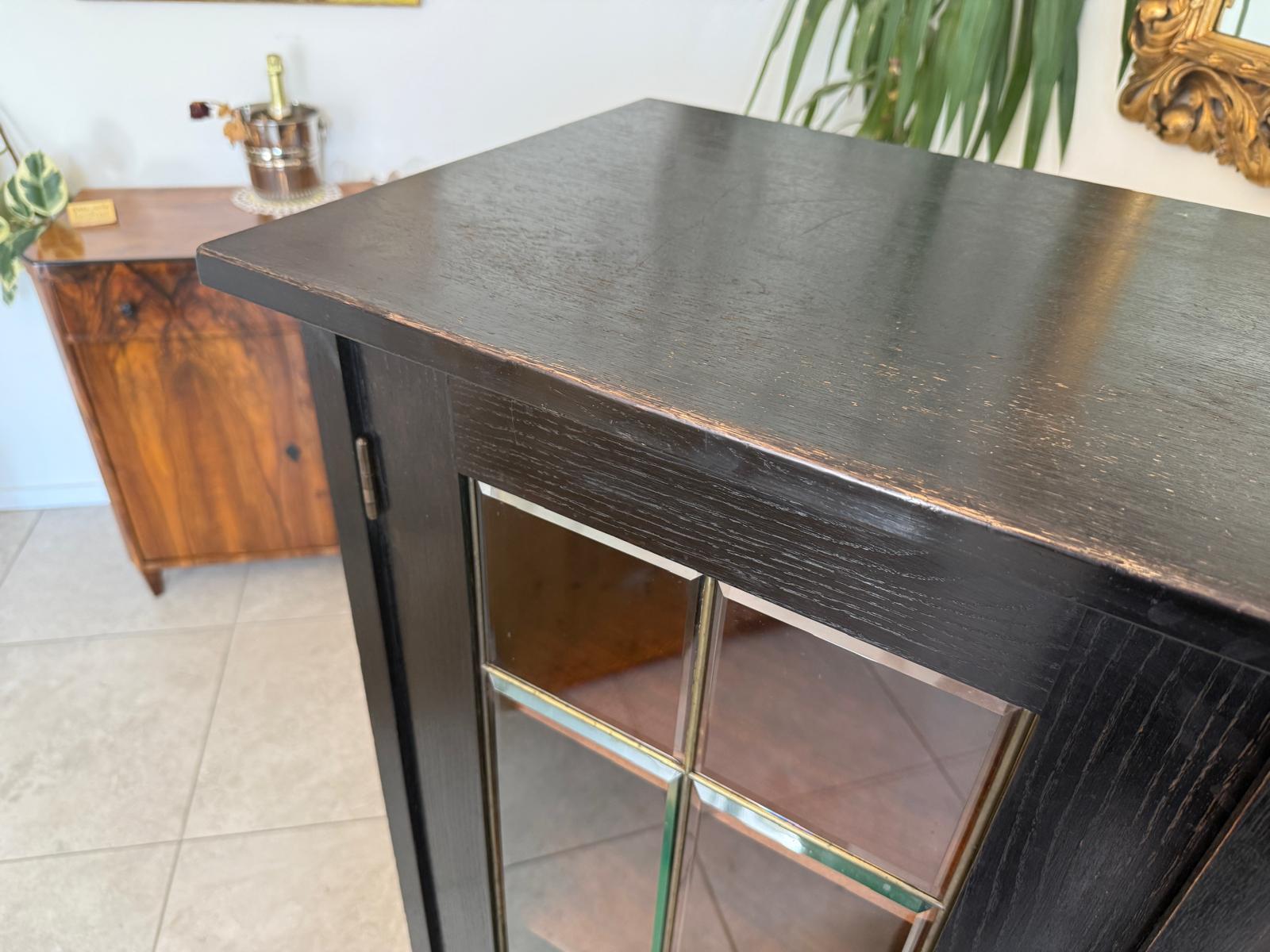 Original Jugendstil Vitrine Bücherschrank Vitrinenschrank Schwarz Antik G2060