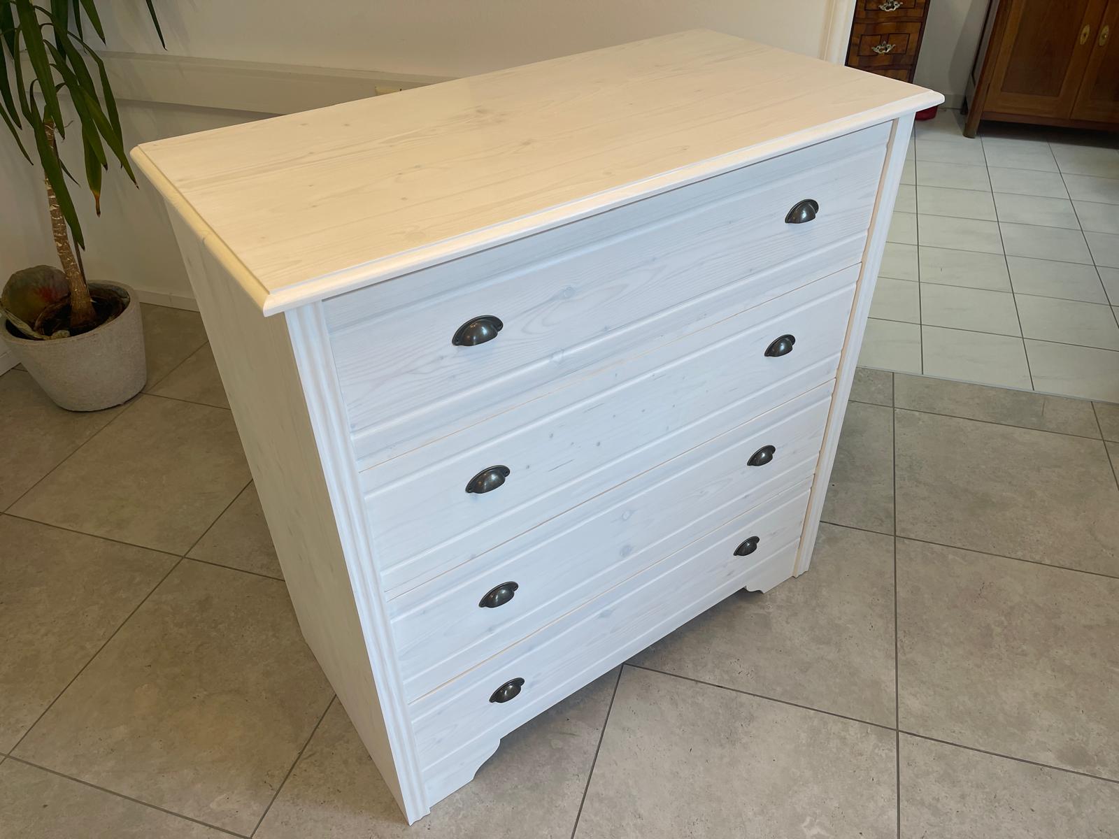 Bäuerliche Anrichte Sideboard Kommode Naturholz Fichtenholz Weiss G1071