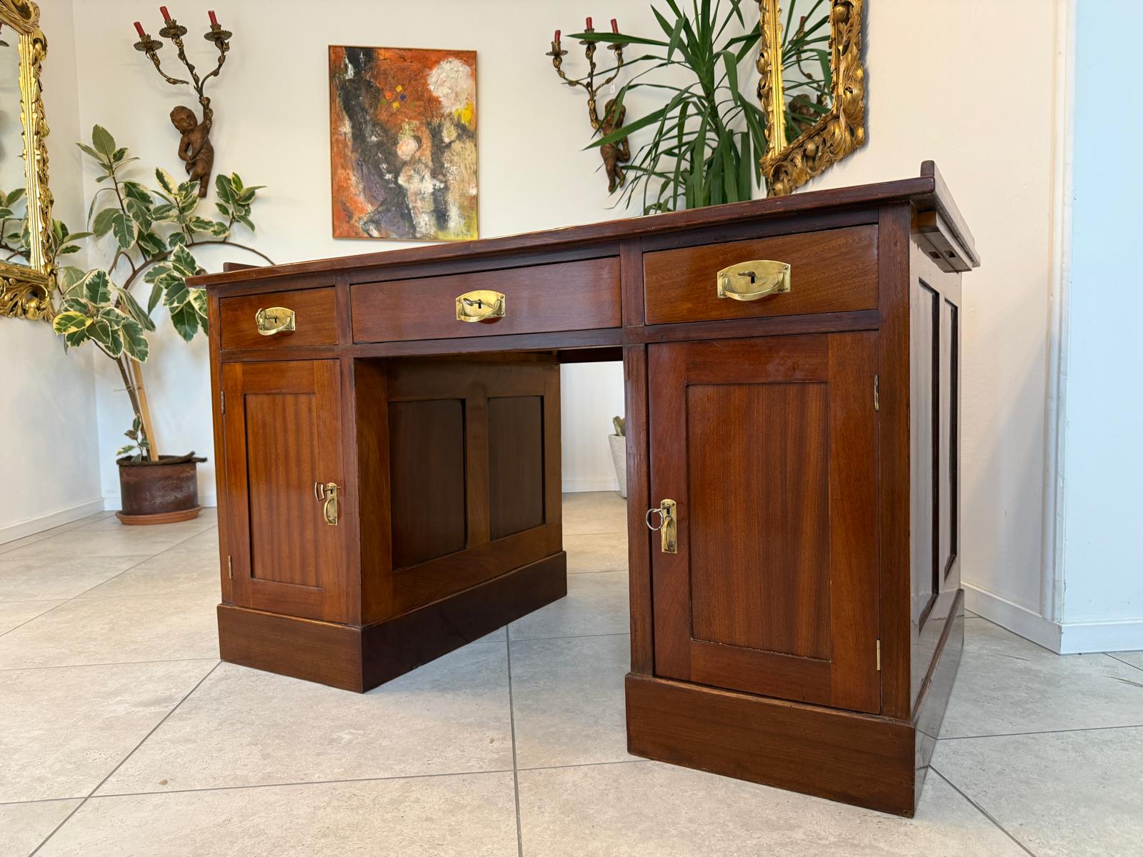 Altrestaurierter Jugendstil Schreibtisch Sekretär Freisteher G1878